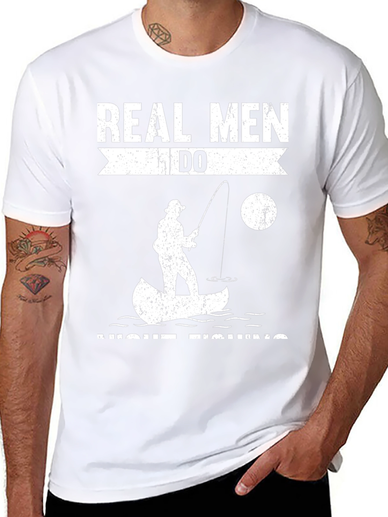 Real Men Do Night Fishing Graphic Tee