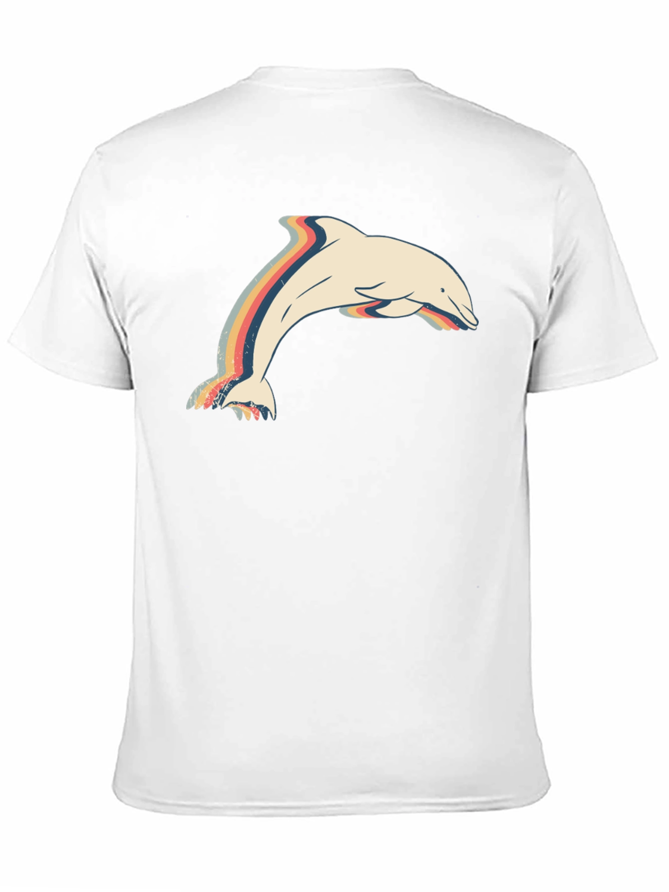 Retro Dolphin Graphic Tee - Stylish Mens Black T-Shirt