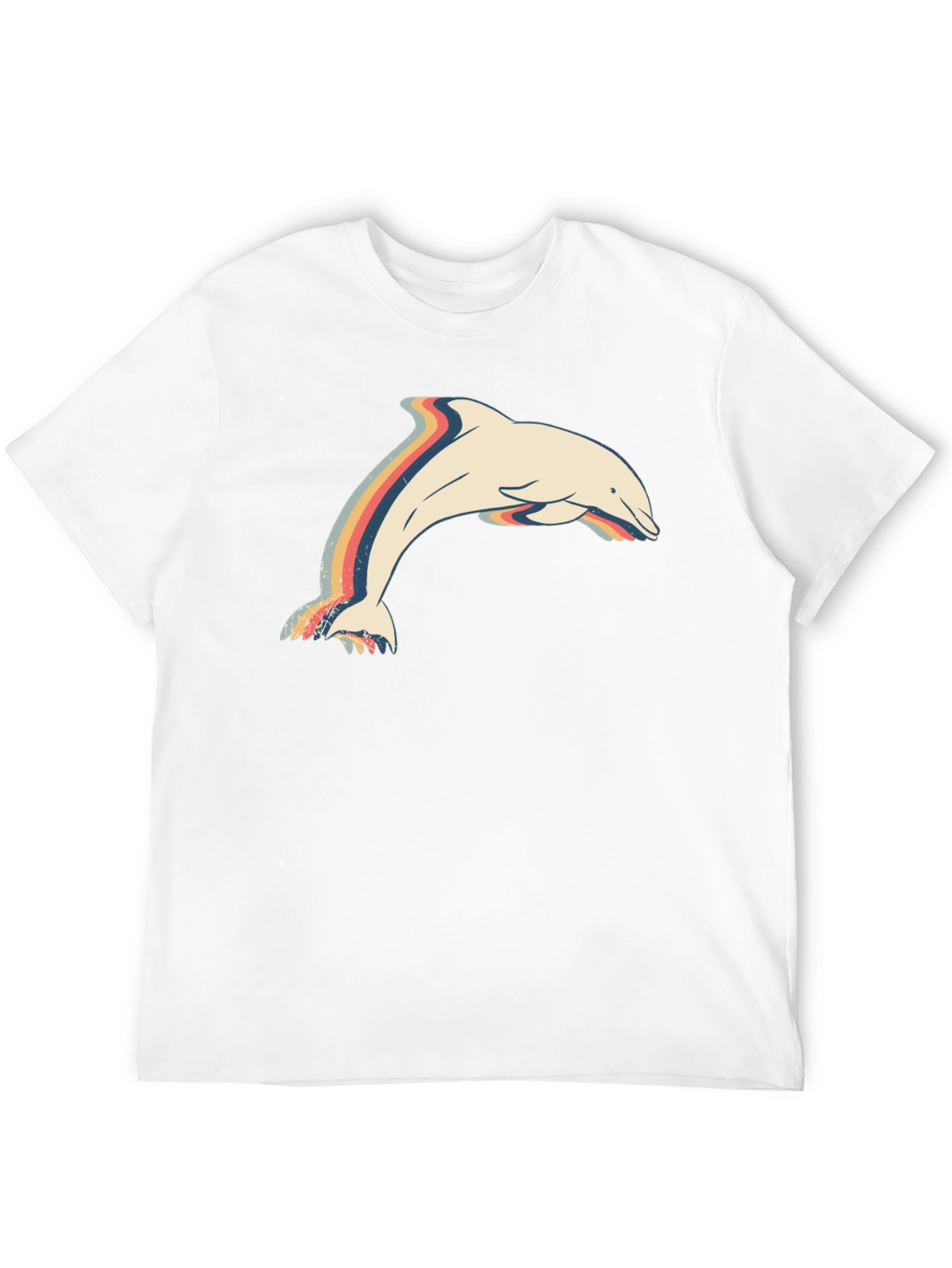 Retro Dolphin Graphic Tee - Stylish Mens Black T-Shirt
