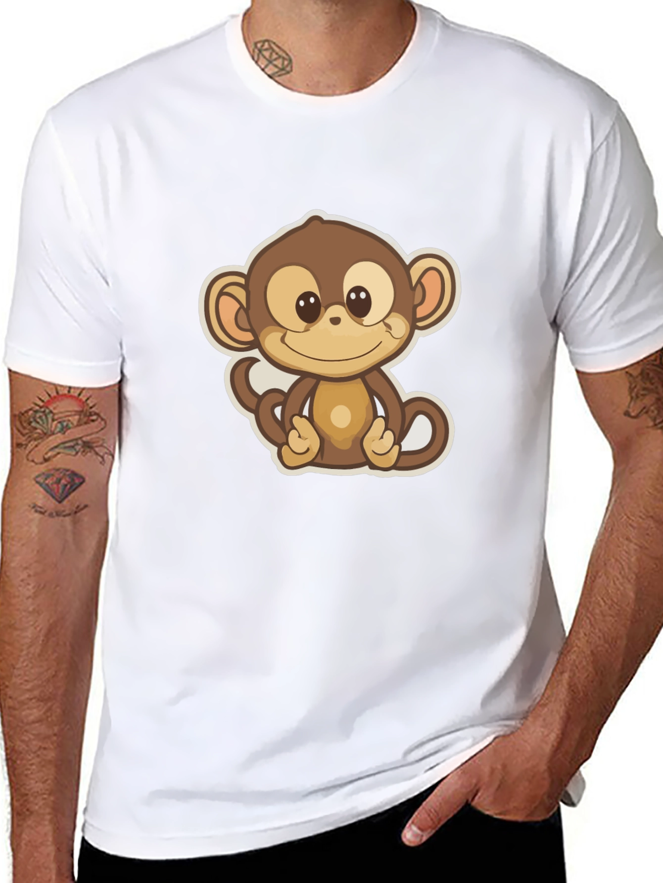 Cute Monkey Graphic Tee - Soft Cotton Blend T-Shirt