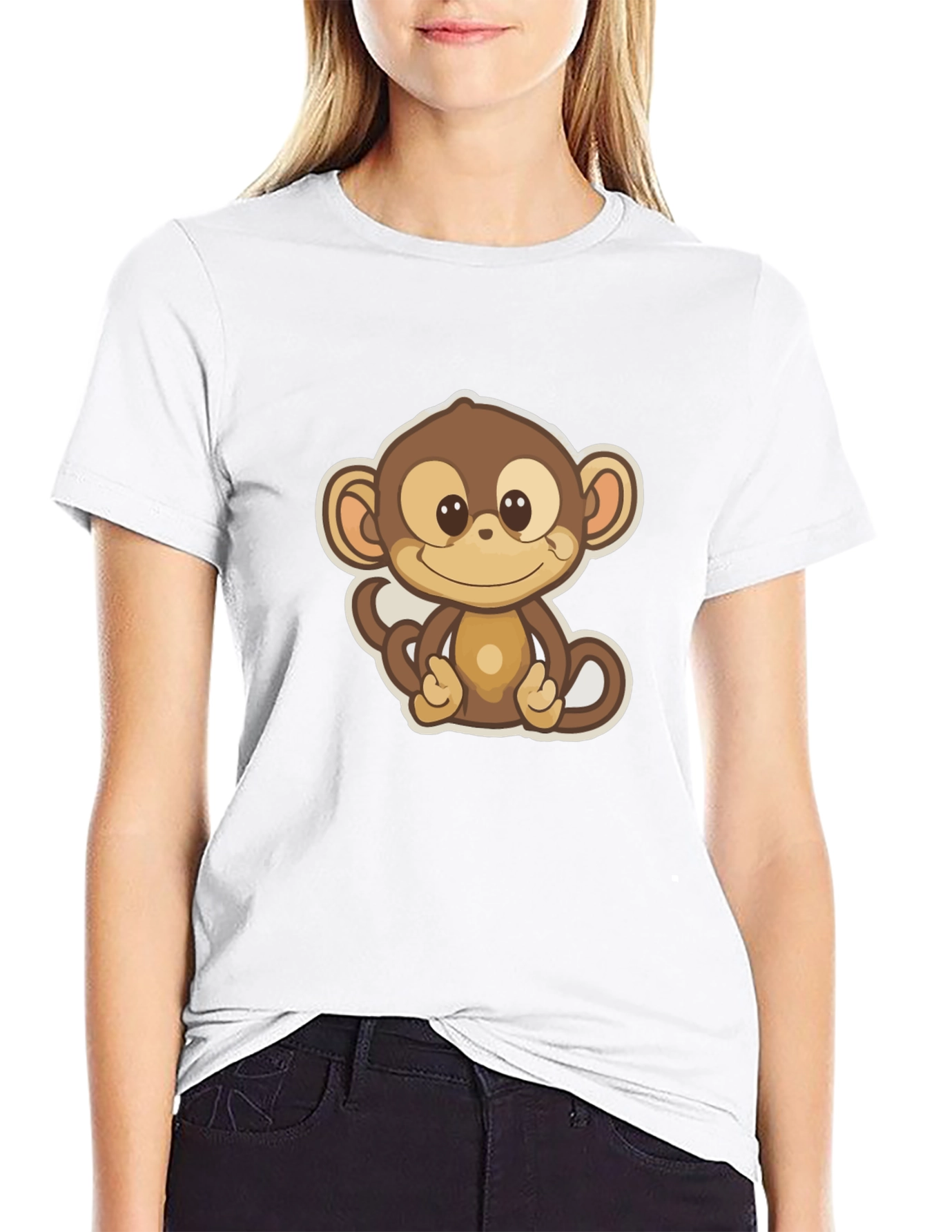 Cute Monkey Graphic Tee - Soft Cotton Blend T-Shirt
