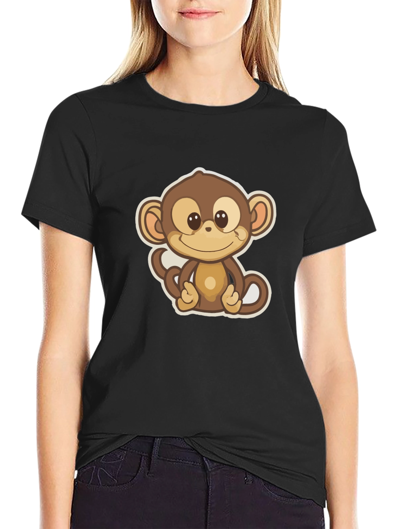 Cute Monkey Graphic Tee - Soft Cotton Blend T-Shirt