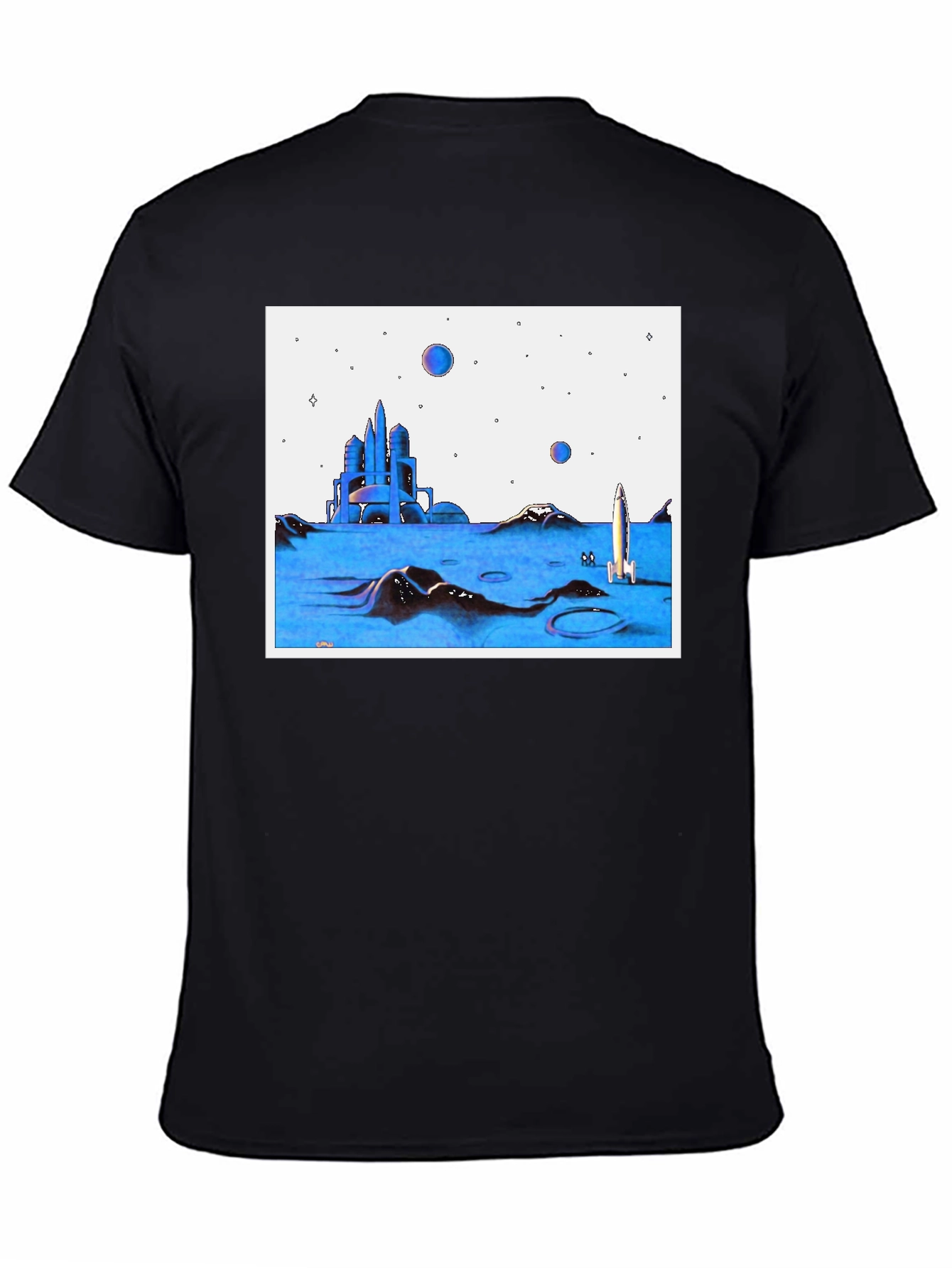 Futuristic Space T-Shirt - Black Crew Neck