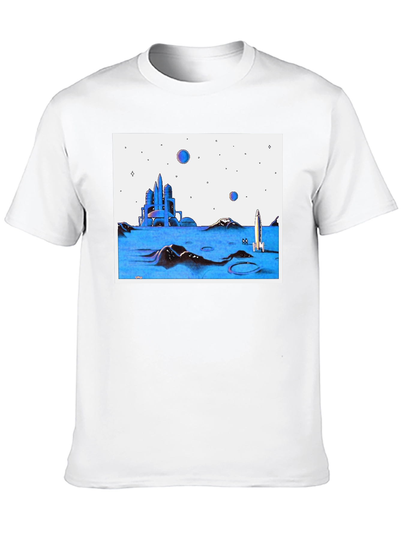 Futuristic Space T-Shirt - Black Crew Neck