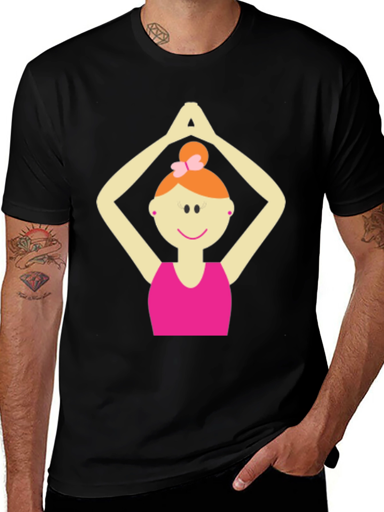 Yoga Girl Graphic Tee - Black Cotton Blend T-Shirt