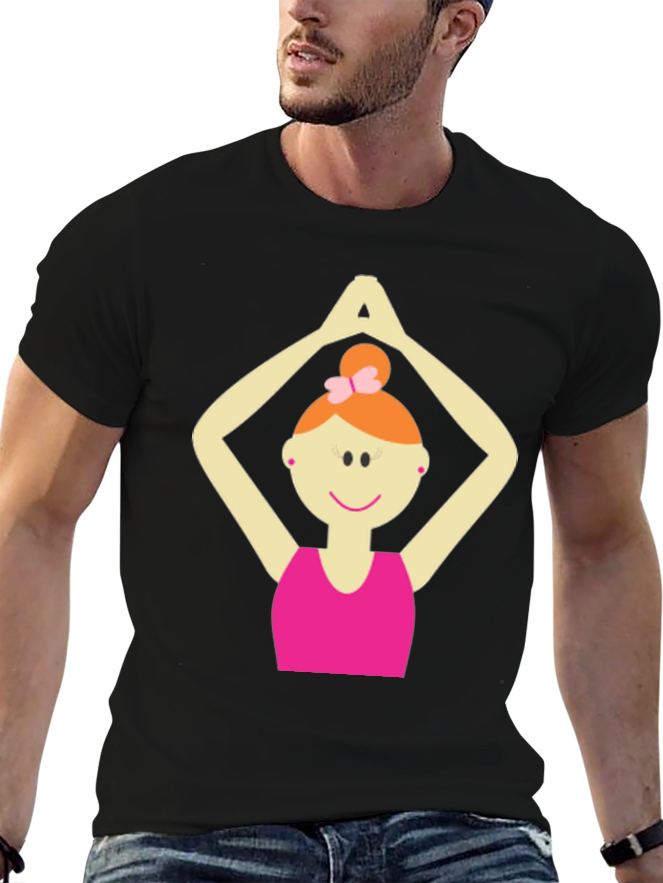 Yoga Girl Graphic Tee - Black Cotton Blend T-Shirt