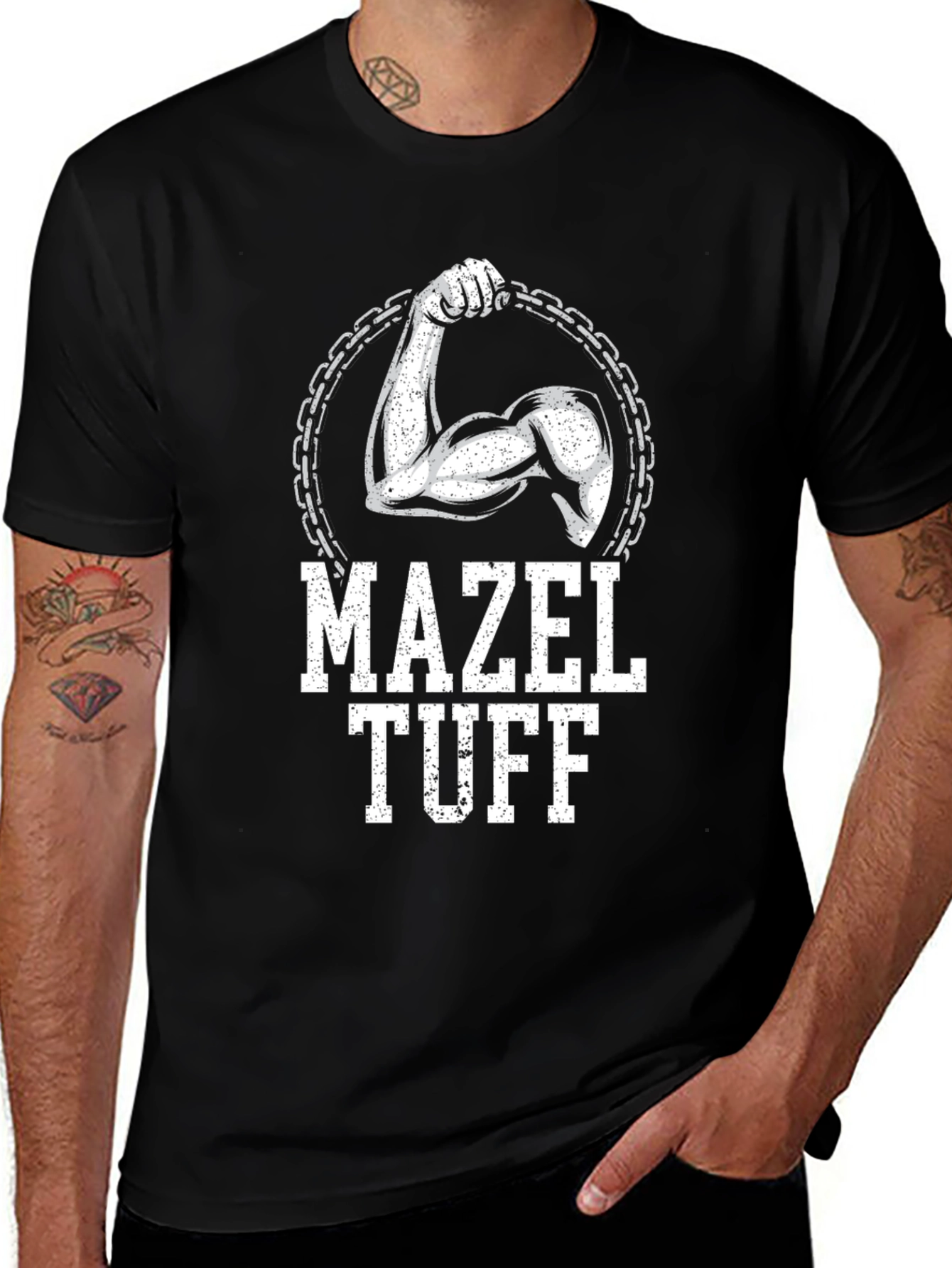 Mazel Tuff Black Graphic T-Shirt - Fitness Apparel