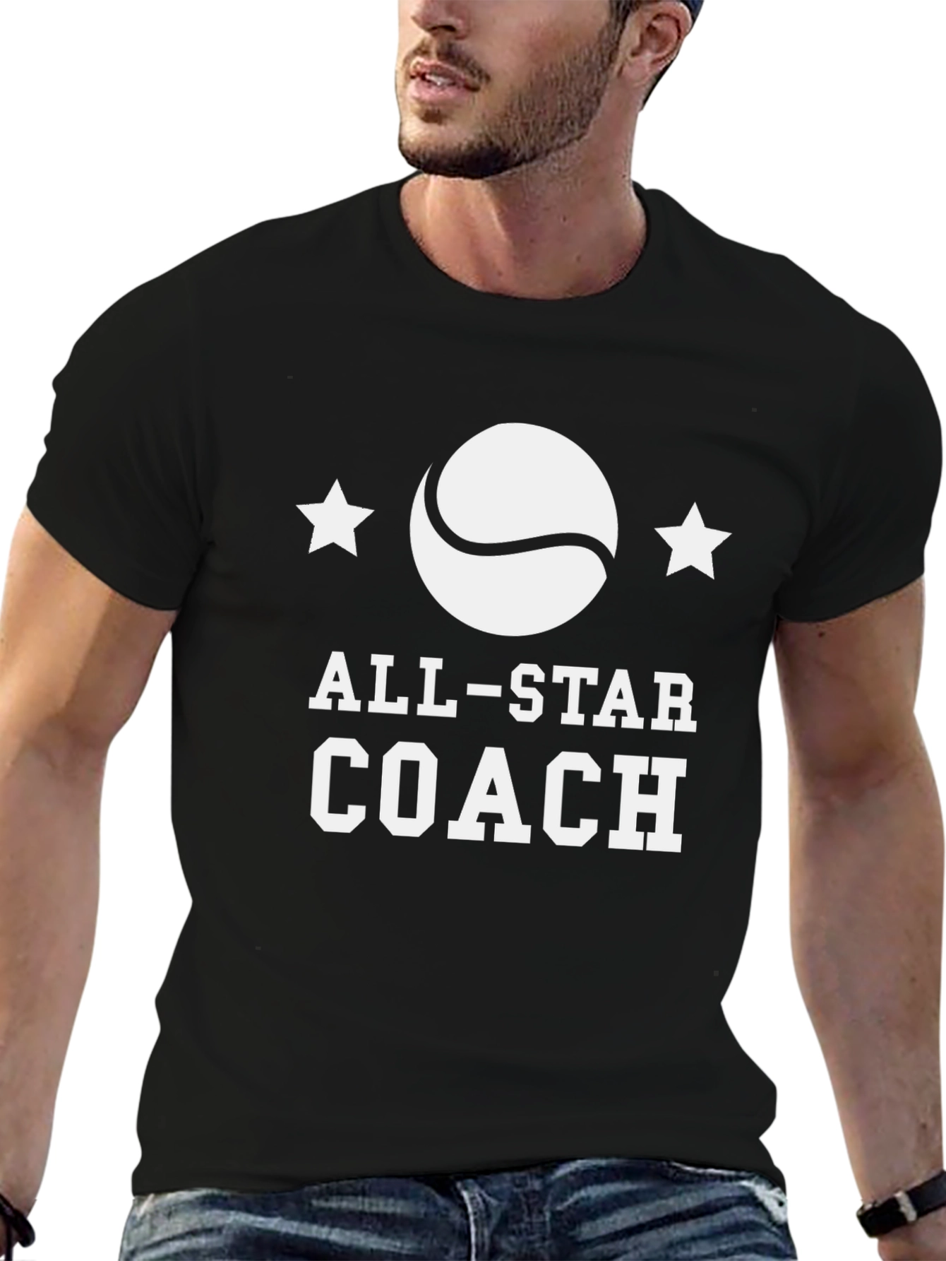 All-Star Coach Graphic Tee - Black Cotton T-Shirt