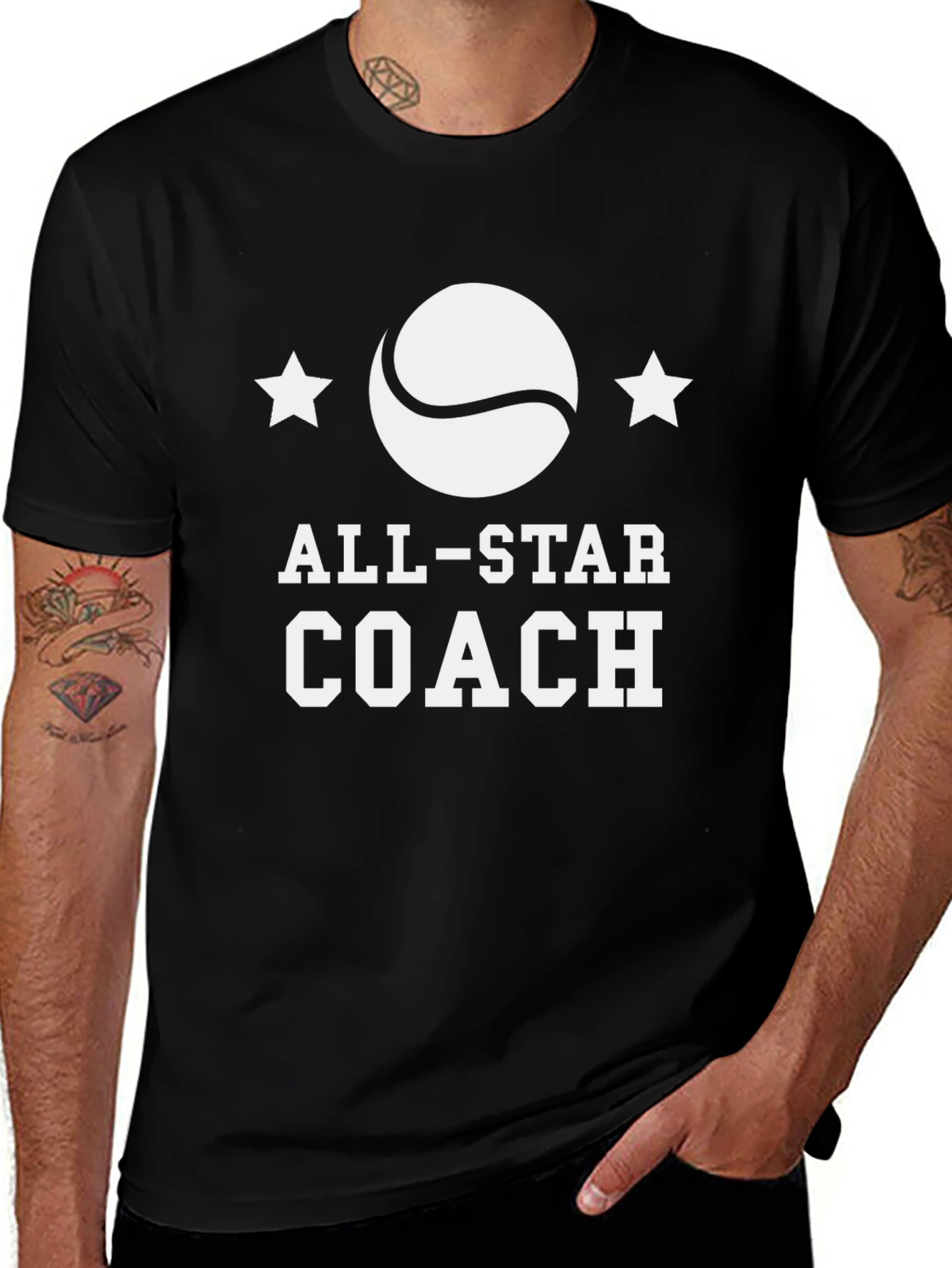 All-Star Coach Graphic Tee - Black Cotton T-Shirt