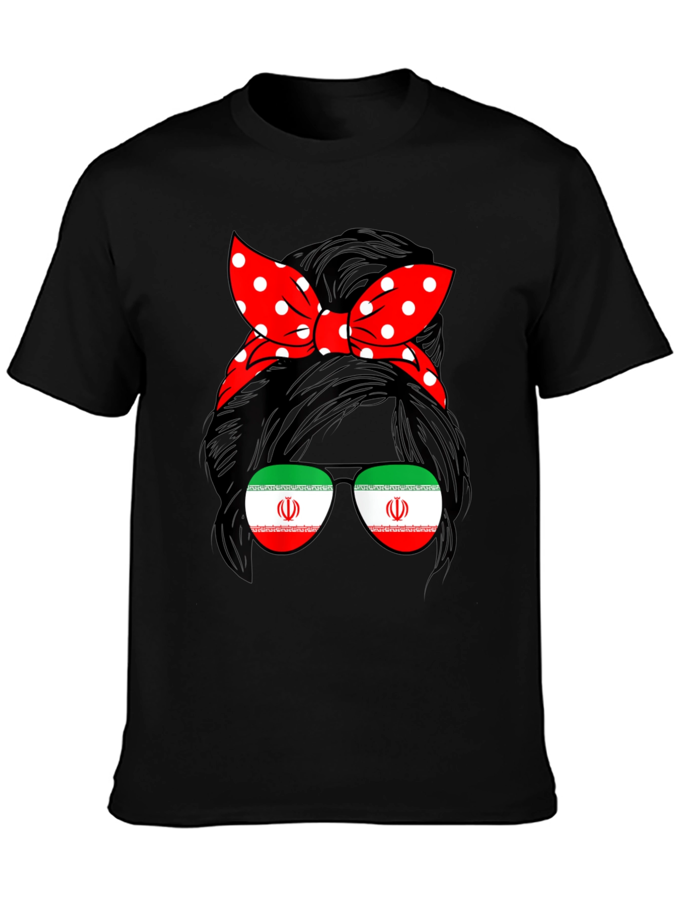 Iran Flag Messy Bun T-Shirt