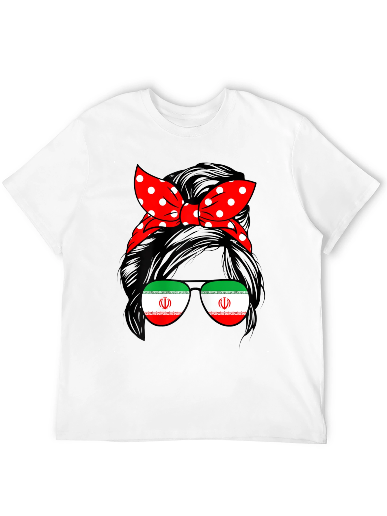 Iran Flag Messy Bun T-Shirt