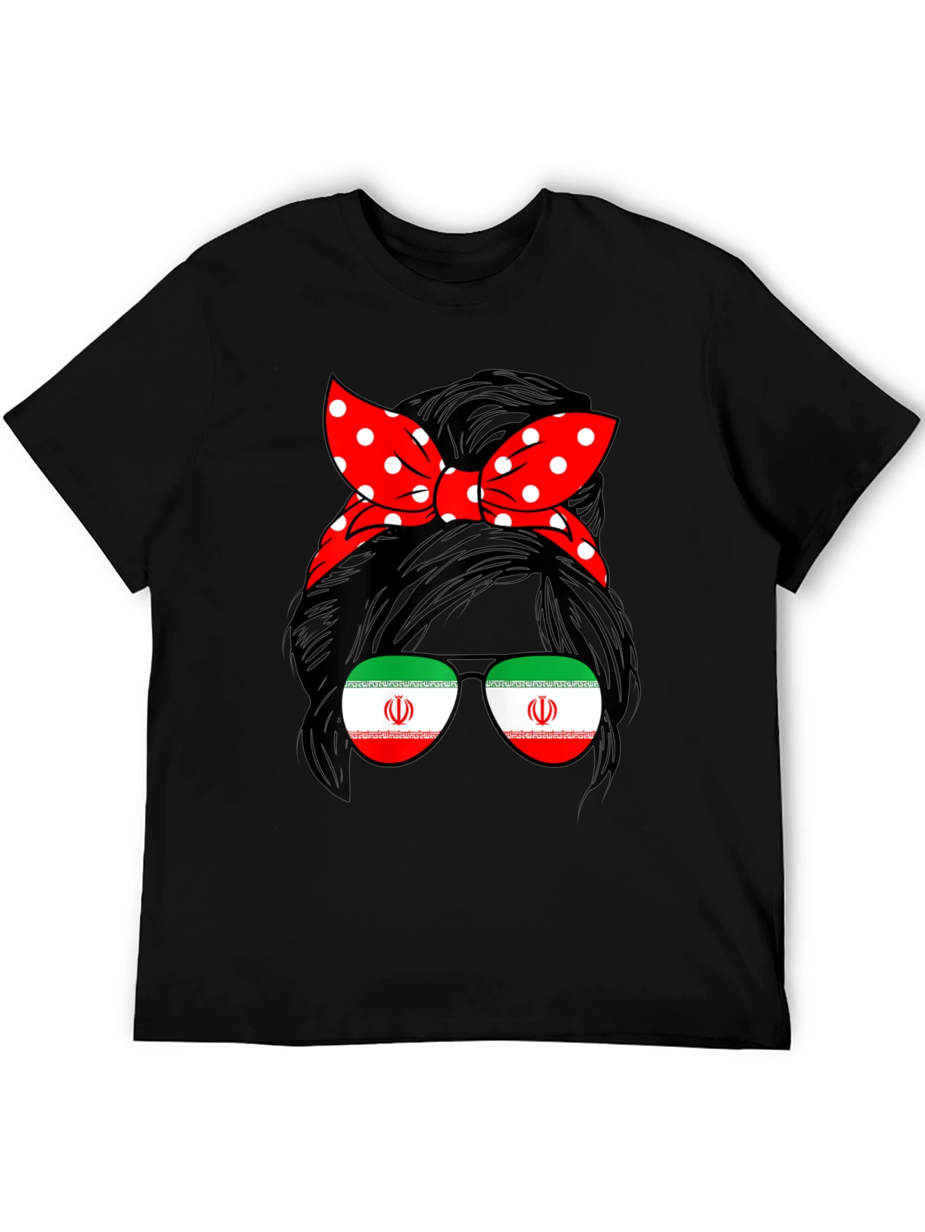 Iran Flag Messy Bun T-Shirt