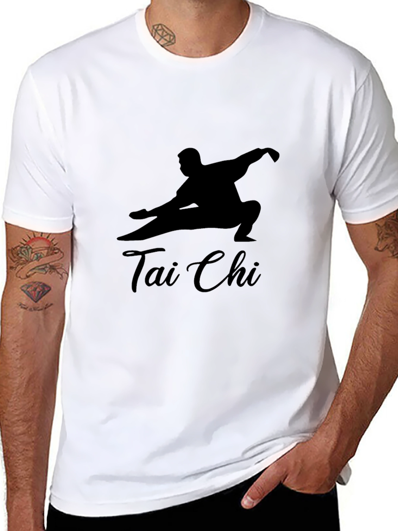 Tai Chi Silhouette Graphic Black T-Shirt