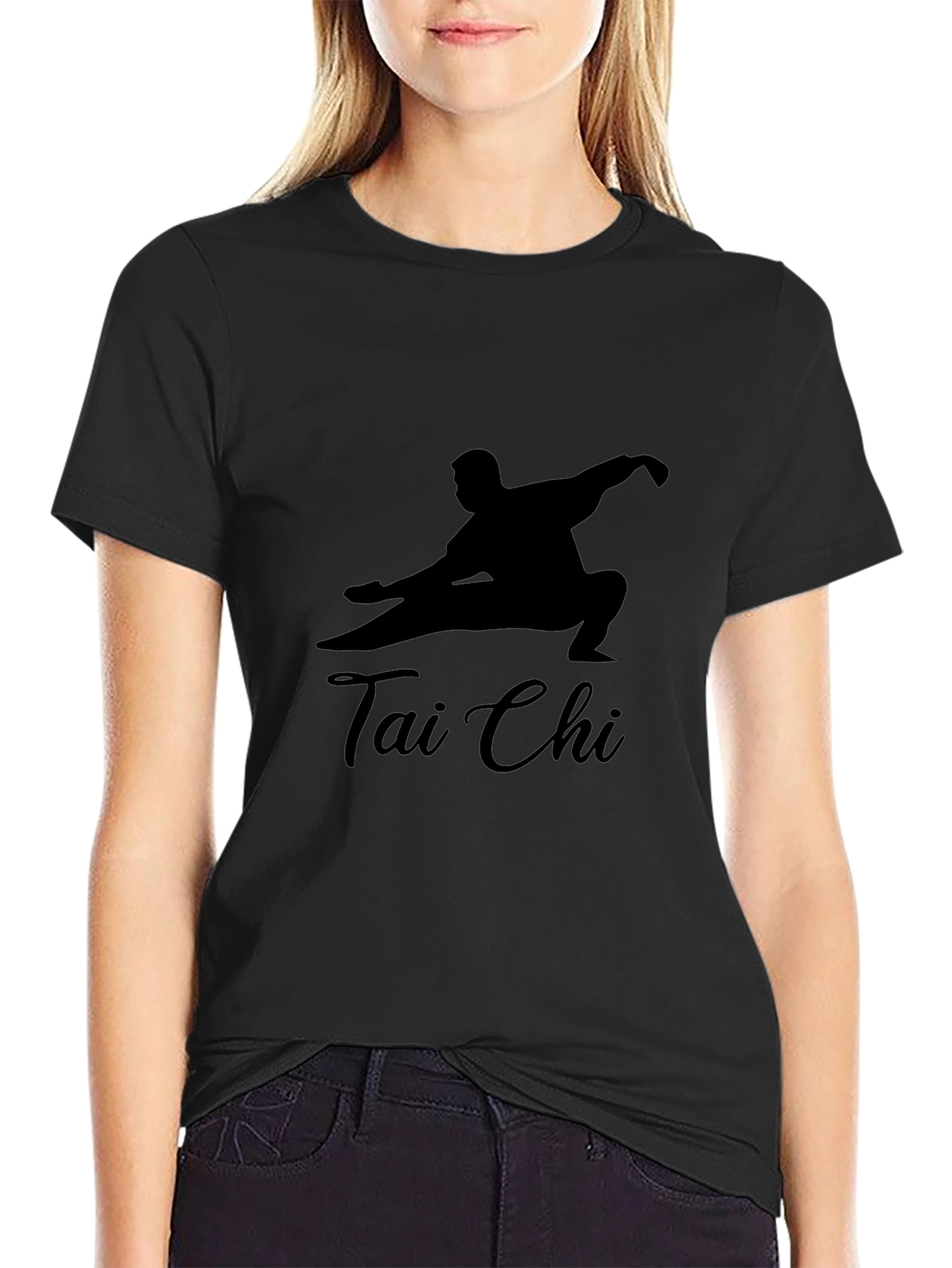 Tai Chi Silhouette Graphic Black T-Shirt