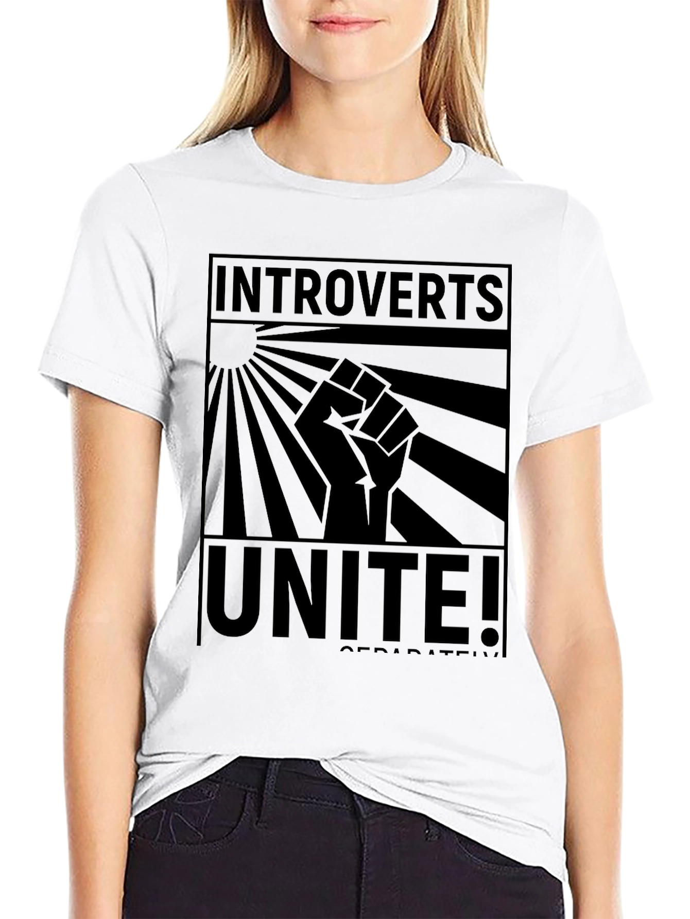 Introverts Unite! Black Graphic Tee - Soft Cotton Blend