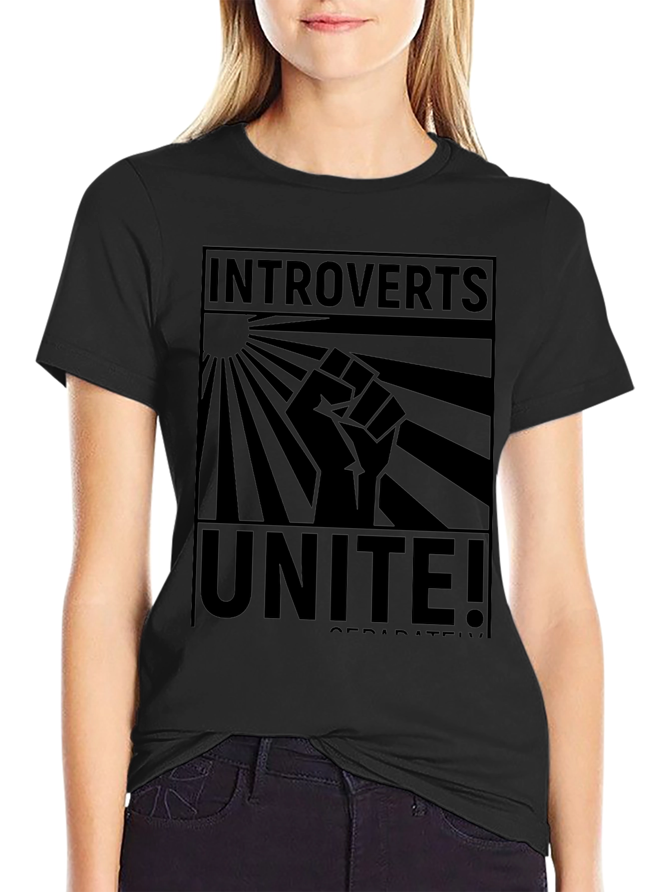 Introverts Unite! Black Graphic Tee - Soft Cotton Blend
