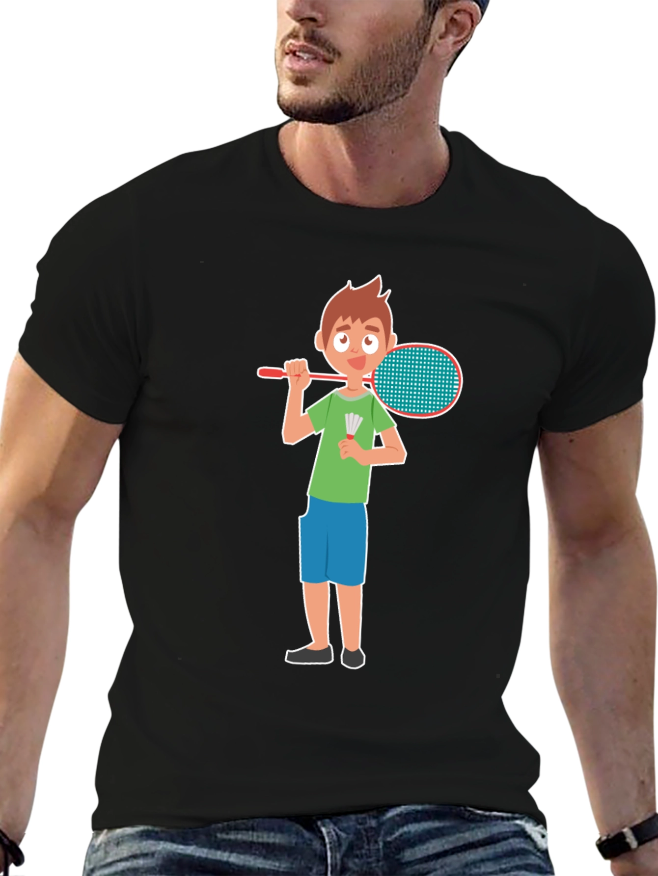 Badminton Boy Black T-Shirt