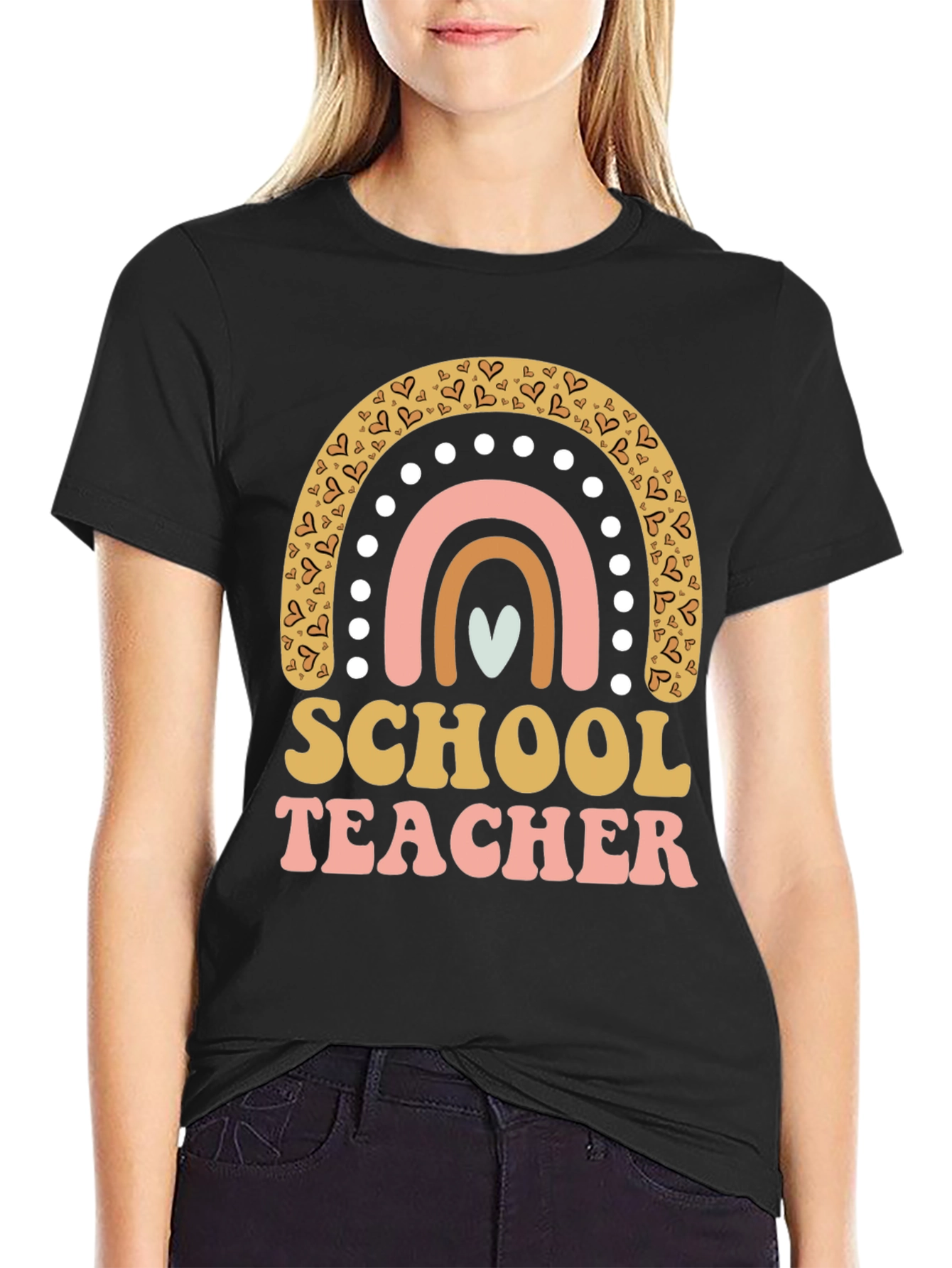 School Teacher Rainbow Heart T-Shirt