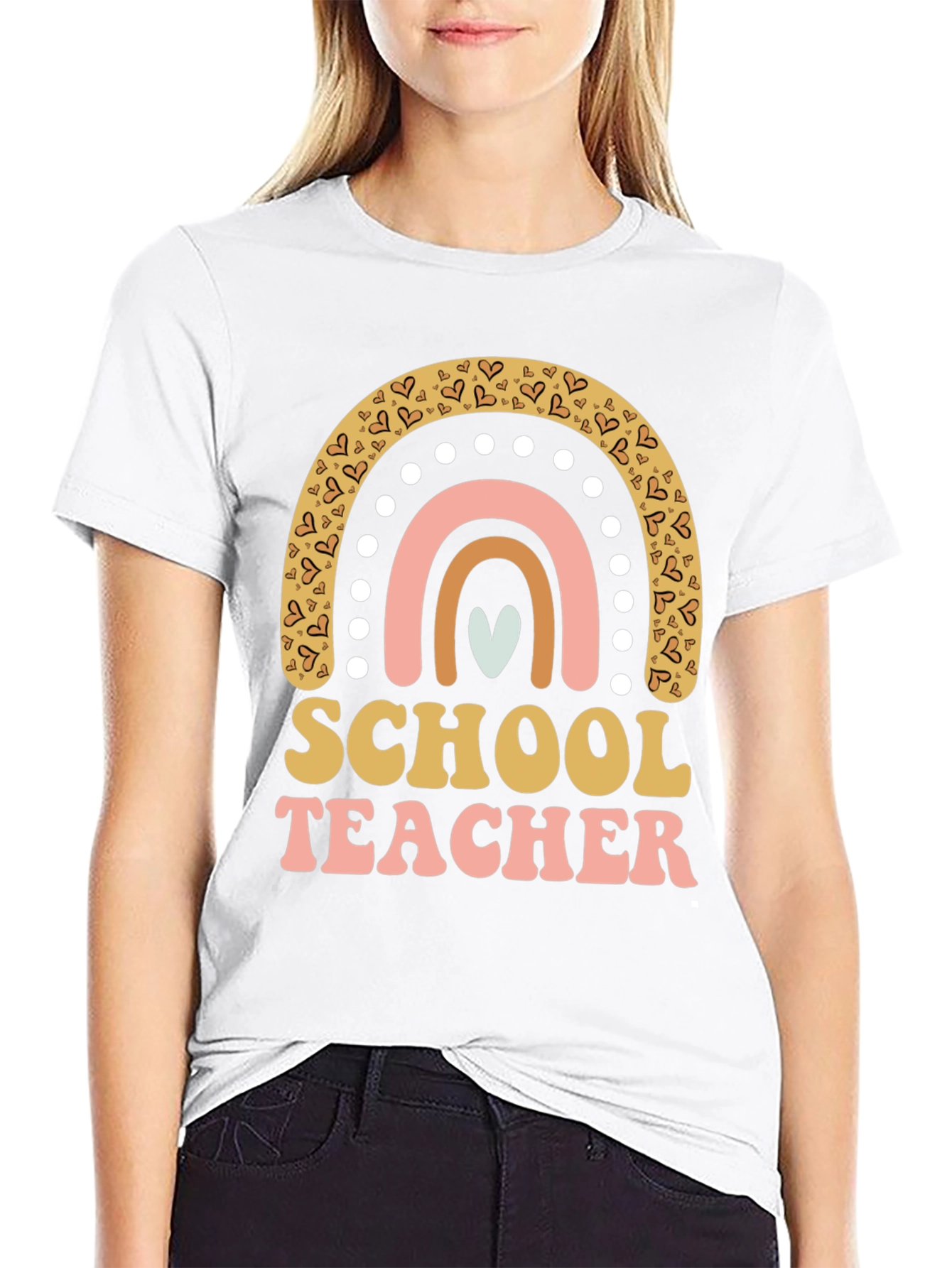 School Teacher Rainbow Heart T-Shirt