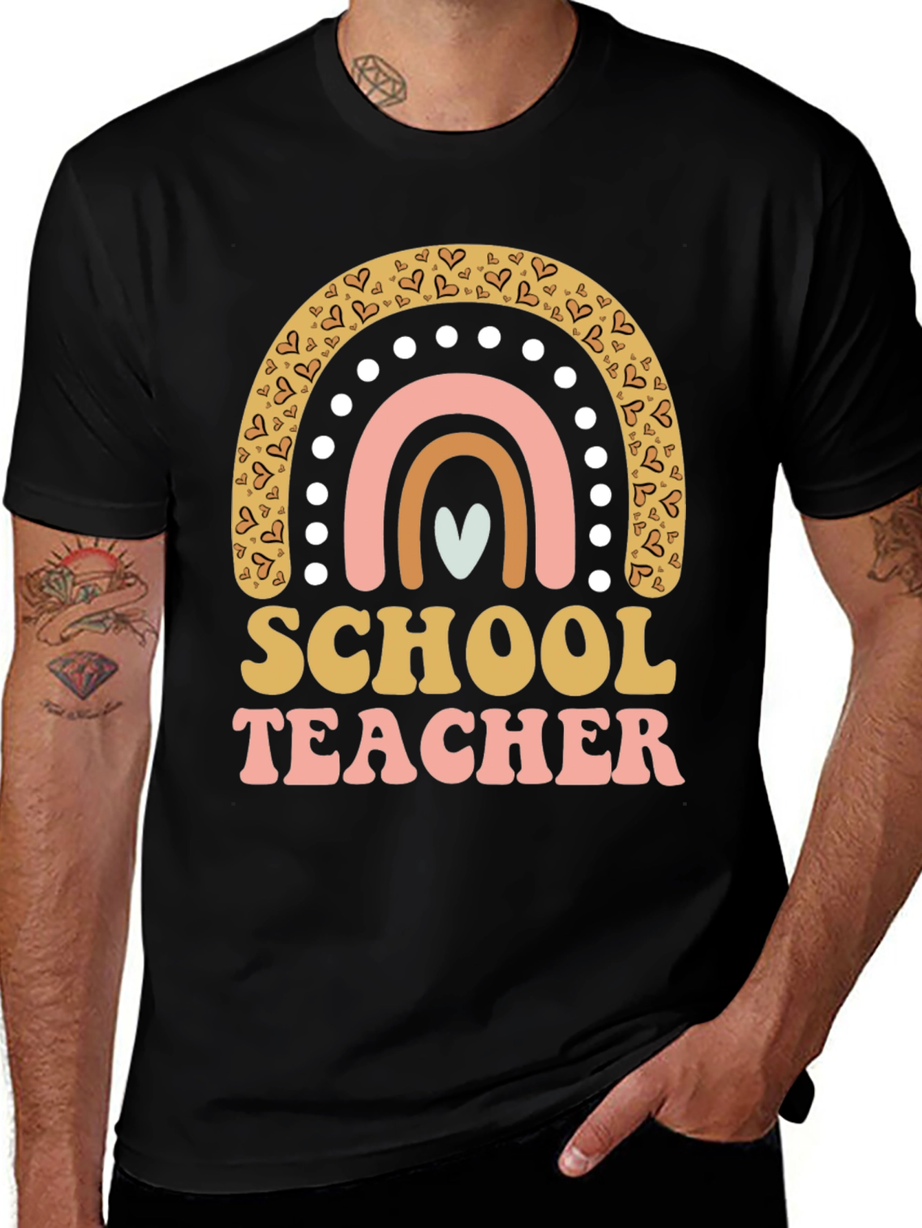 School Teacher Rainbow Heart T-Shirt