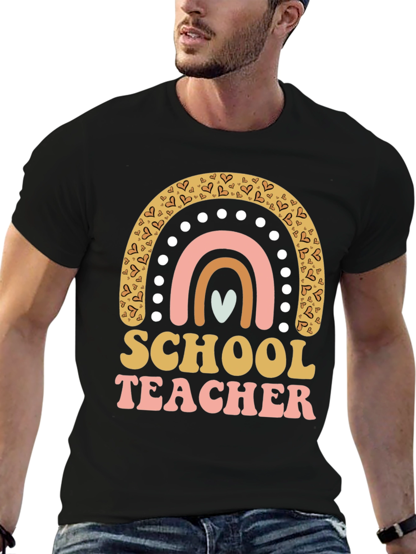 School Teacher Rainbow Heart T-Shirt