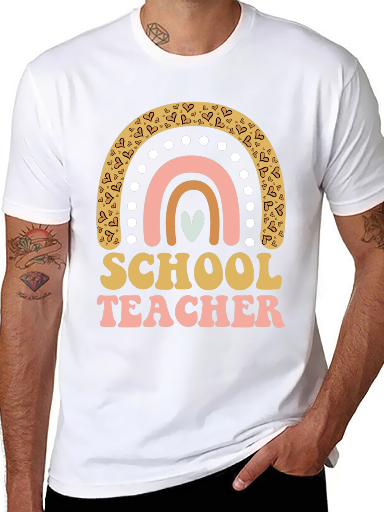 School Teacher Rainbow Heart T-Shirt