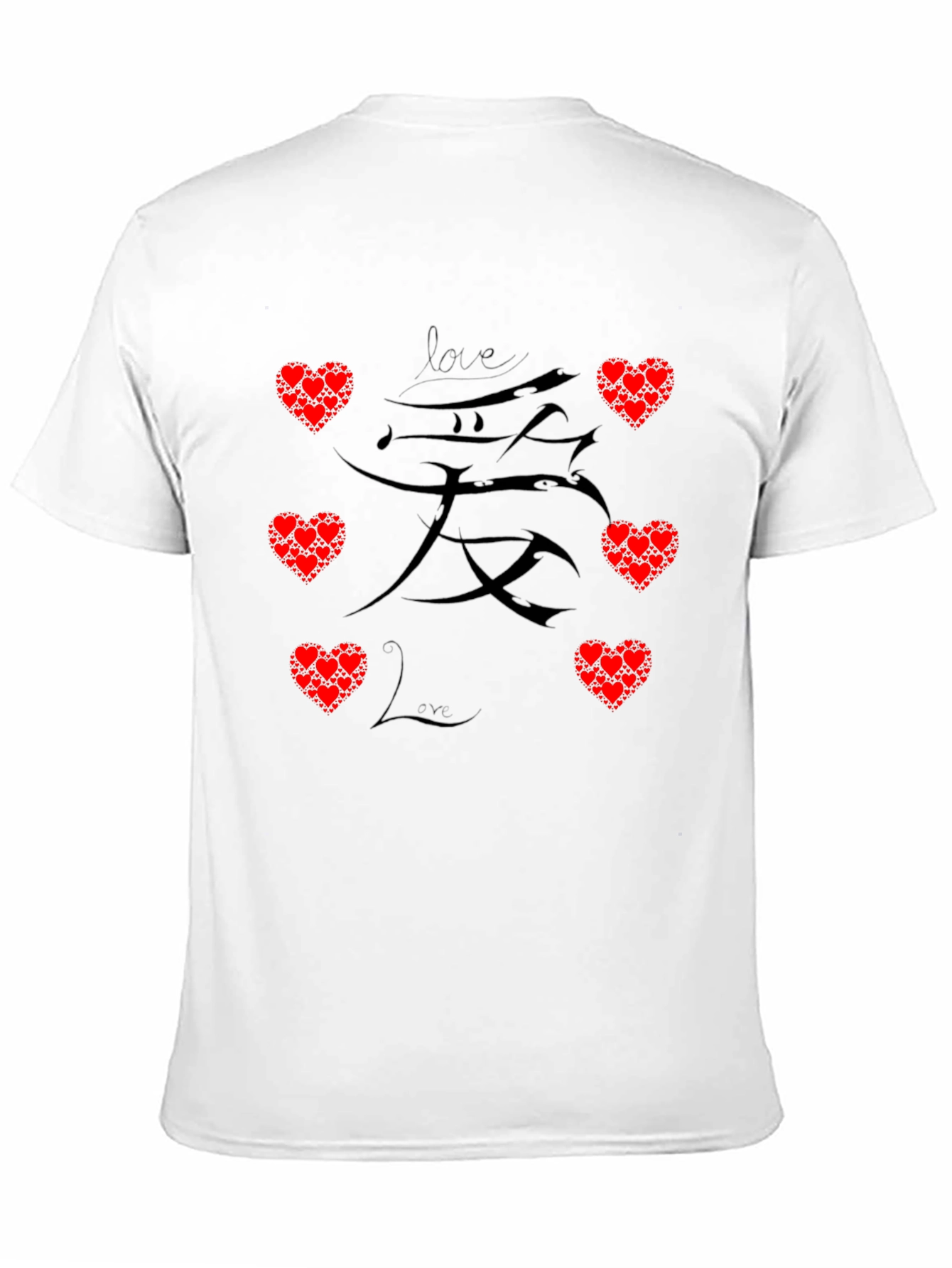 Love Heart Graphic Print Mens Black T-Shirt
