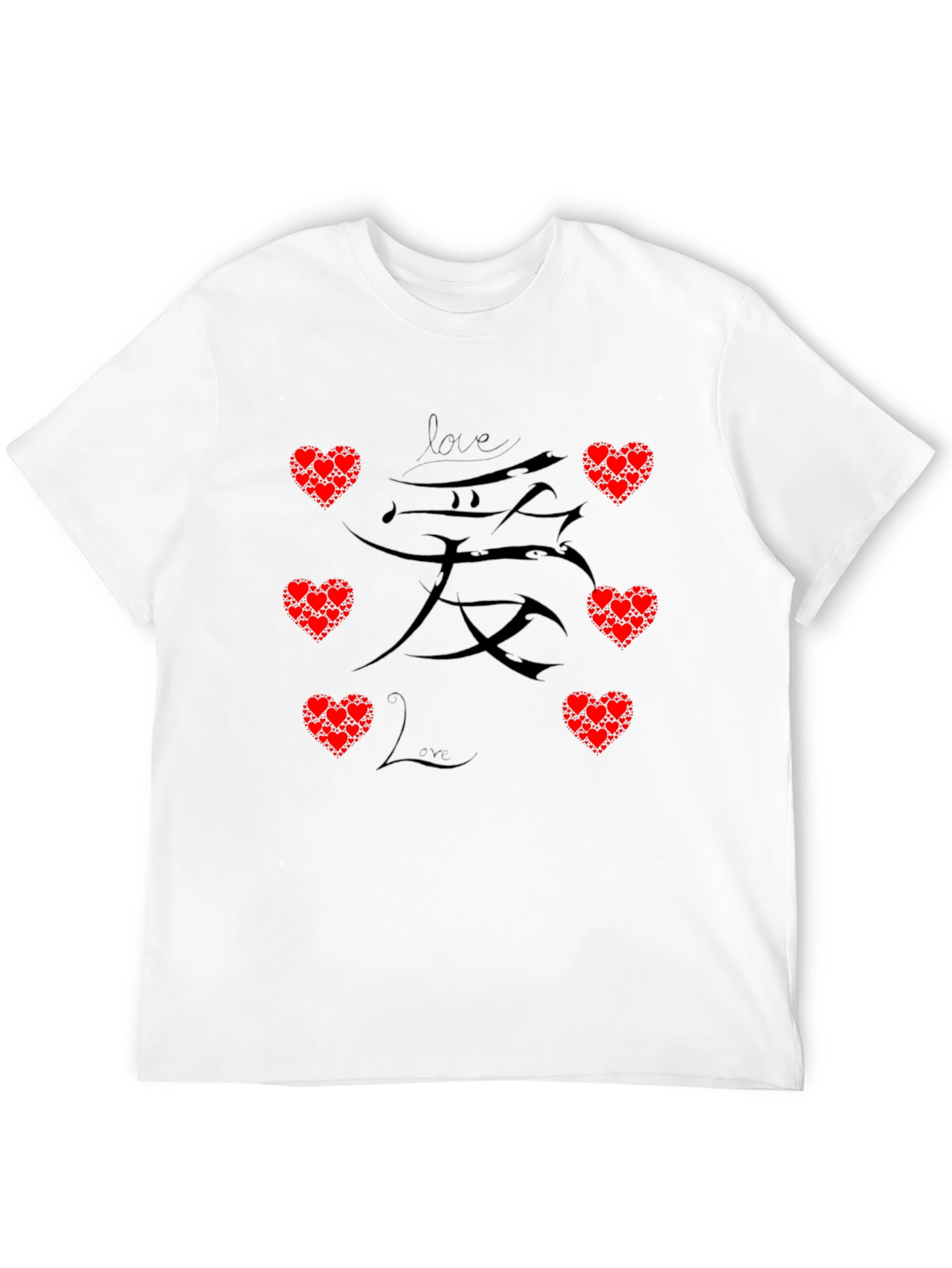 Love Heart Graphic Print Mens Black T-Shirt