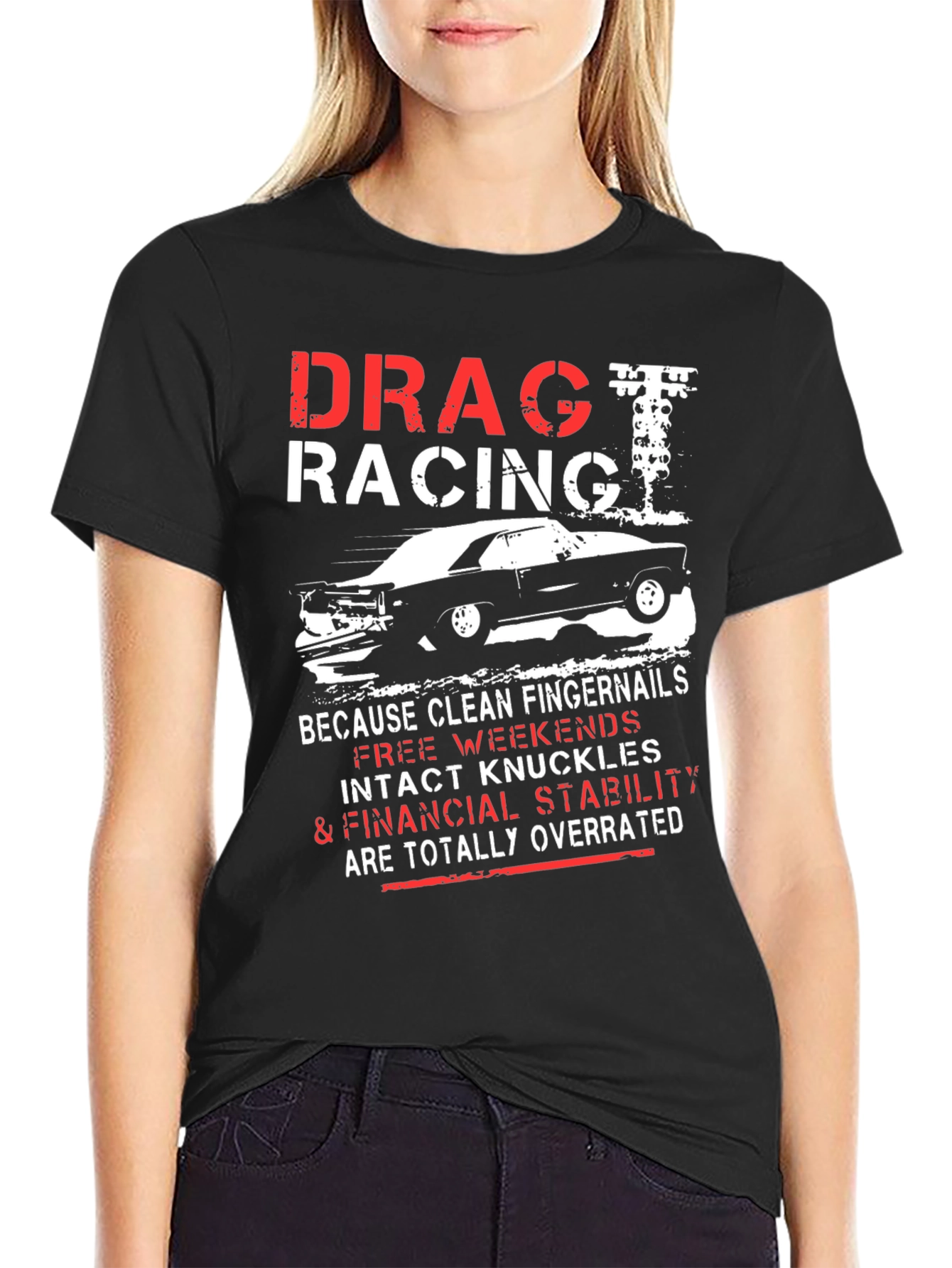 Drag Racing Graphic T-Shirt - Intact Knuckles Overrated Tee