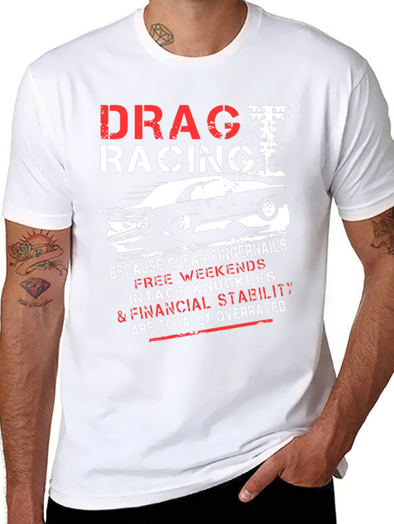 Drag Racing Graphic T-Shirt - Intact Knuckles Overrated Tee