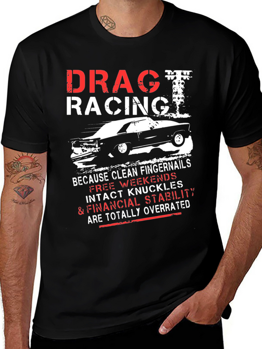 Drag Racing Graphic T-Shirt - Intact Knuckles Overrated Tee