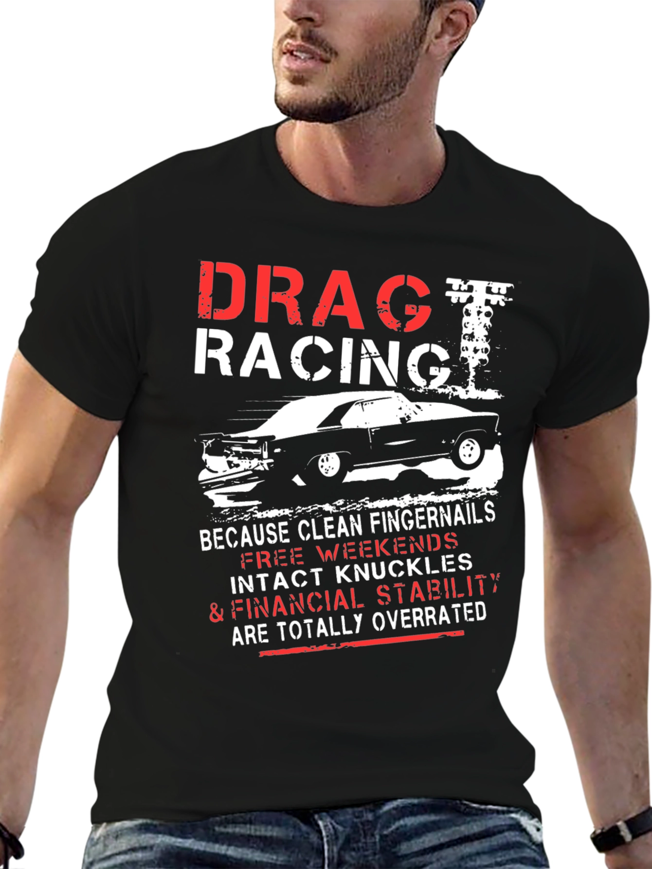 Drag Racing Graphic T-Shirt - Intact Knuckles Overrated Tee