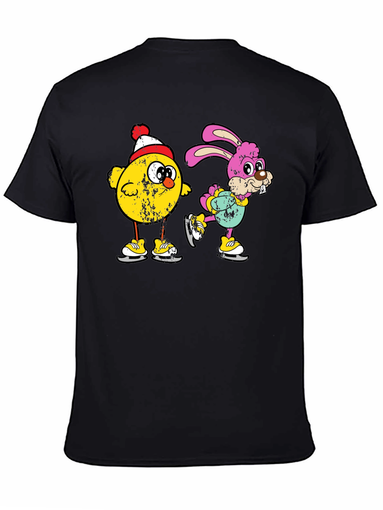 Ice Skating Chick and Bunny Graphic T-Shirt
