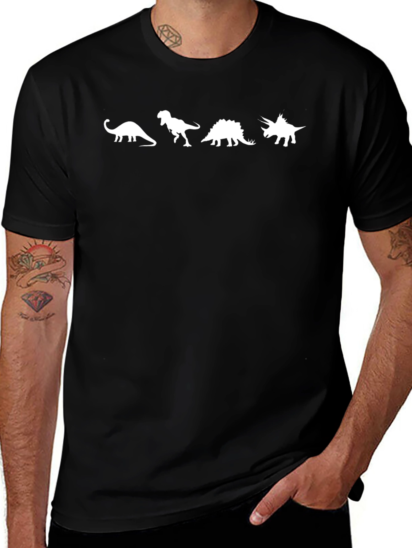 Dinosaur Silhouette Graphic Tee - Black