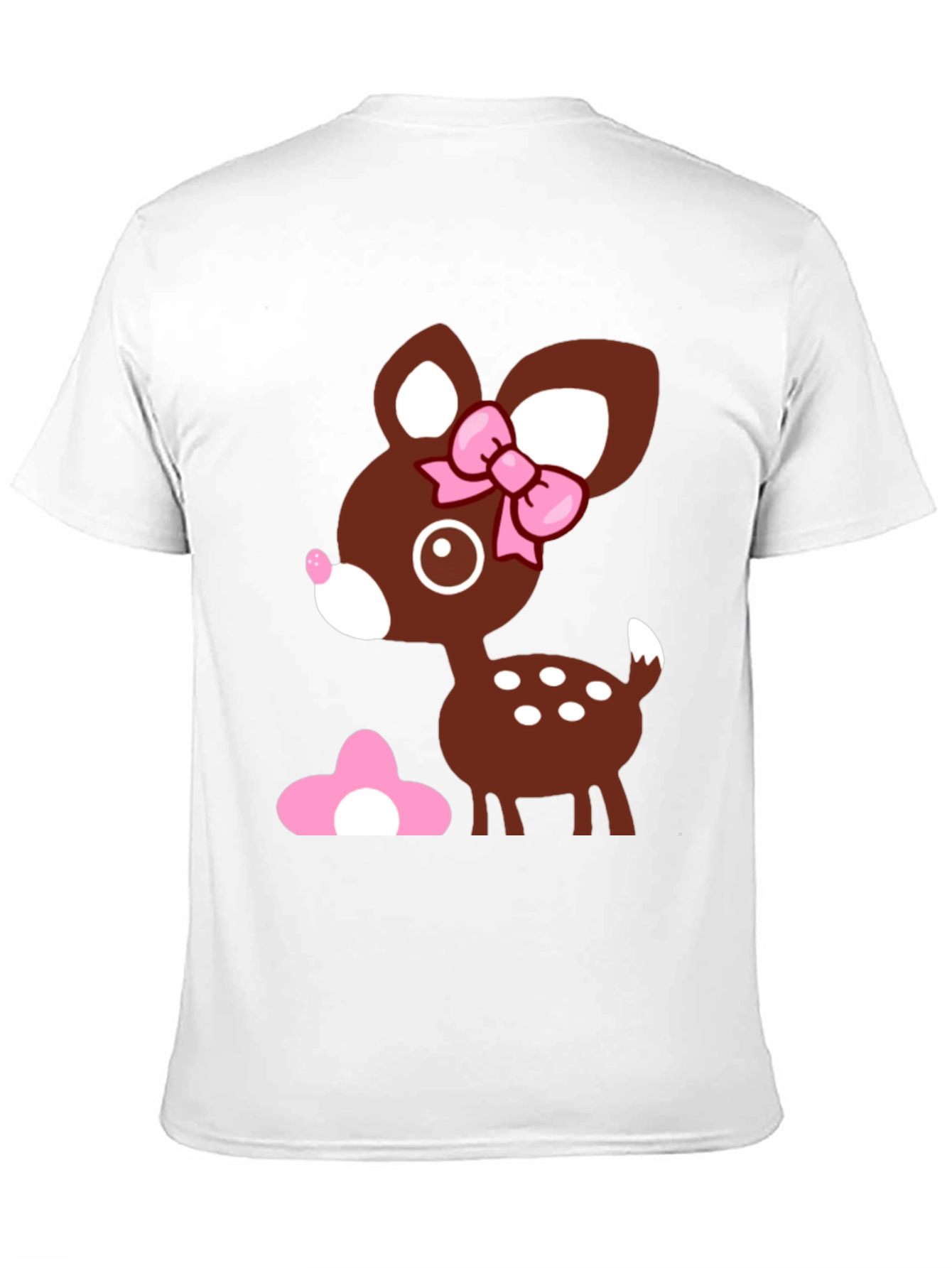 Cute Deer Graphic Tee - Black Cotton T-Shirt