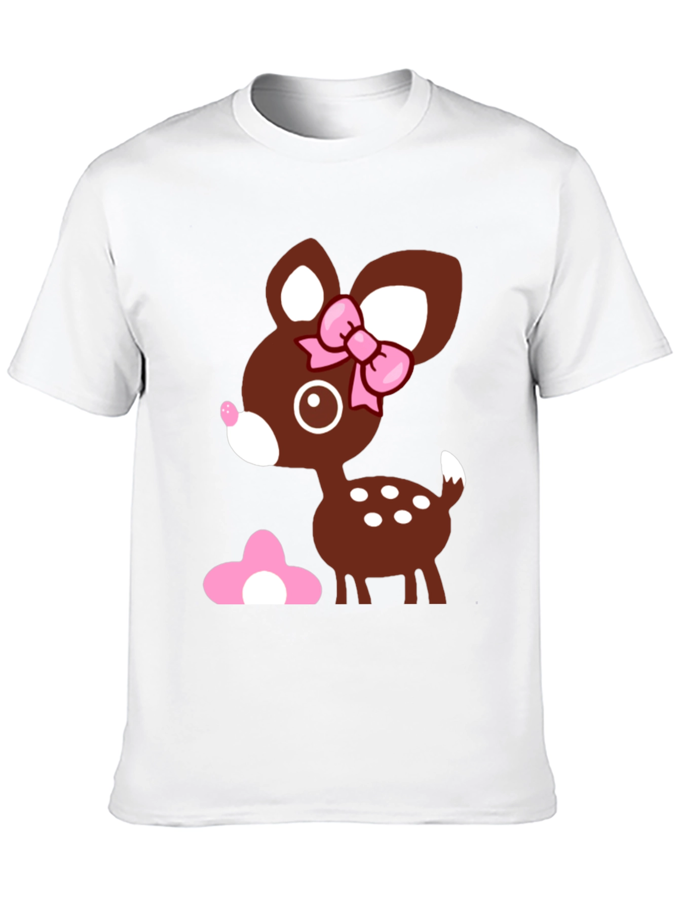 Cute Deer Graphic Tee - Black Cotton T-Shirt