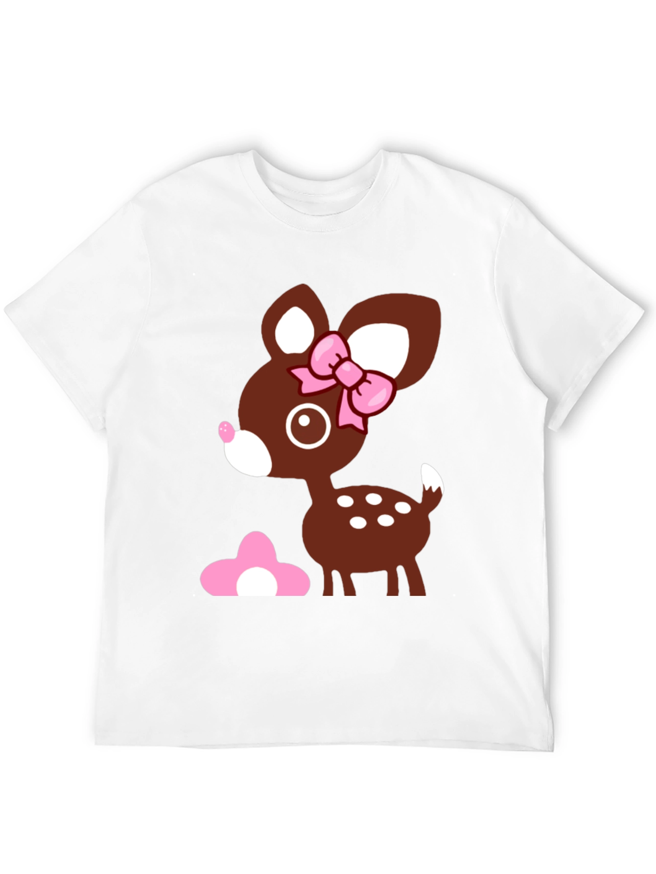 Cute Deer Graphic Tee - Black Cotton T-Shirt
