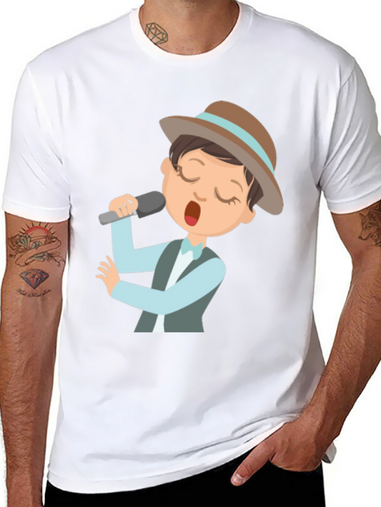 Singing Cartoon Character Black T-shirt
