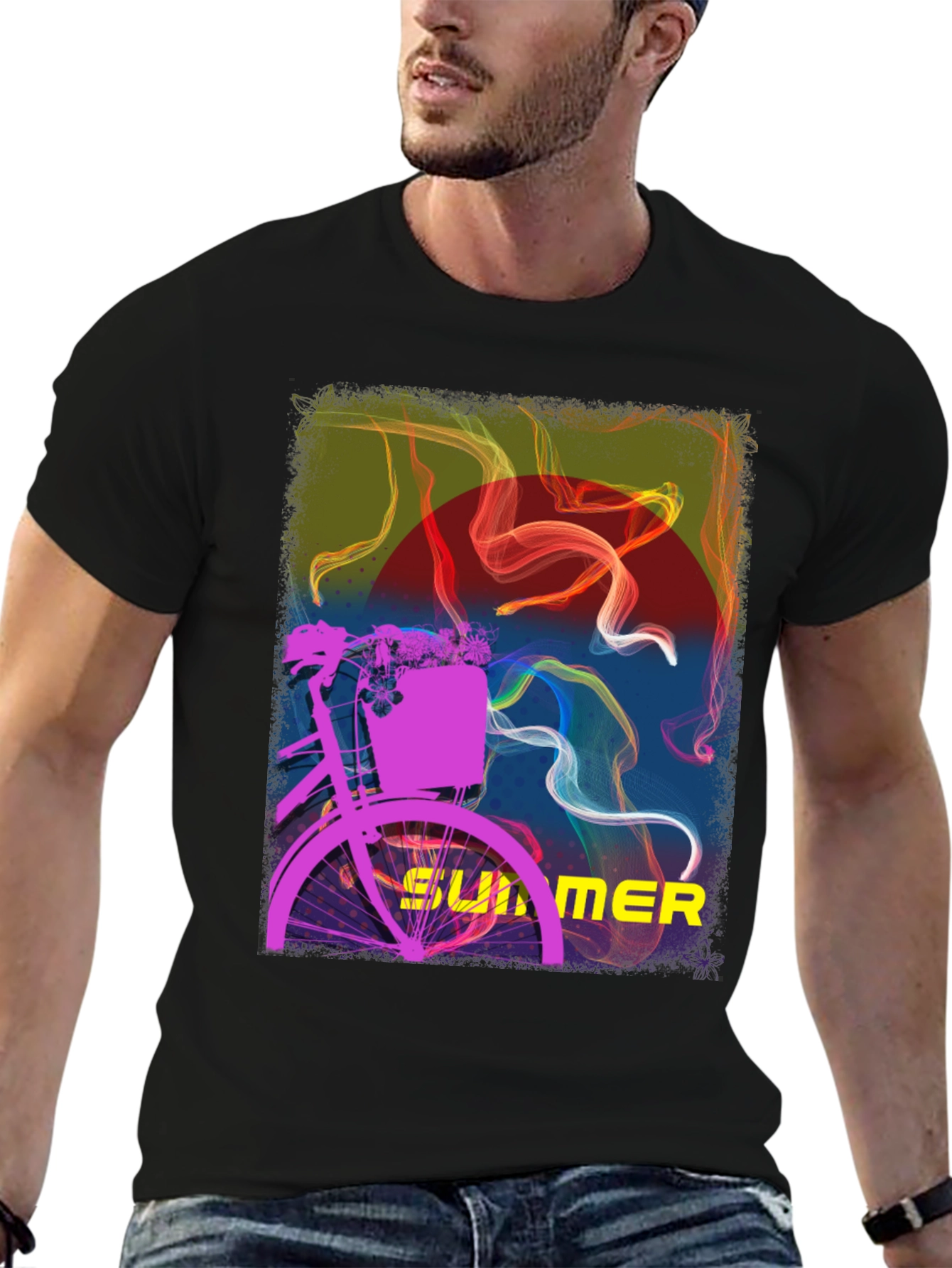 Summer Bike Graphic Tee - Stylish Black T-Shirt