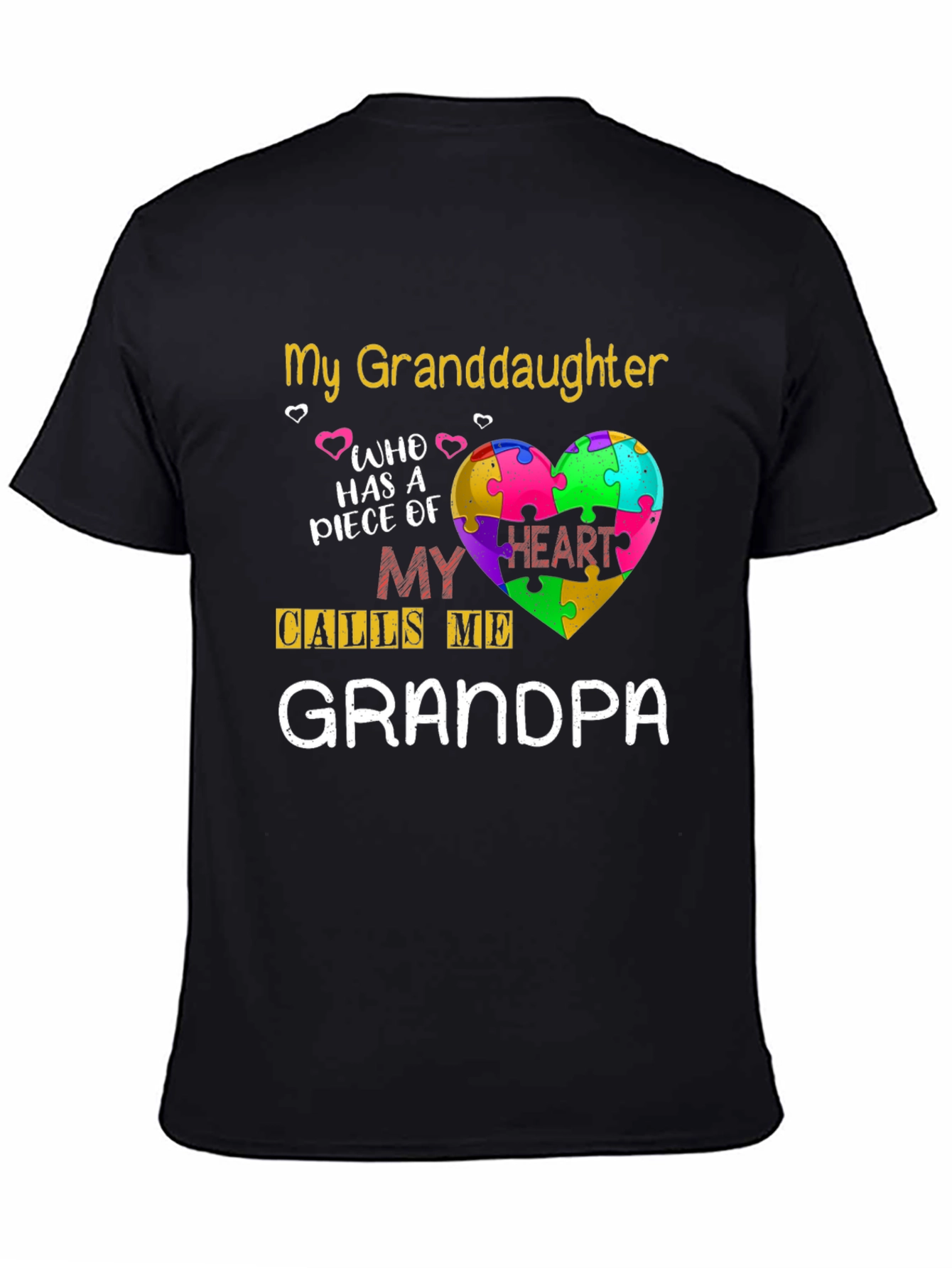 Grandpa Autism Awareness Puzzle Heart T-Shirt