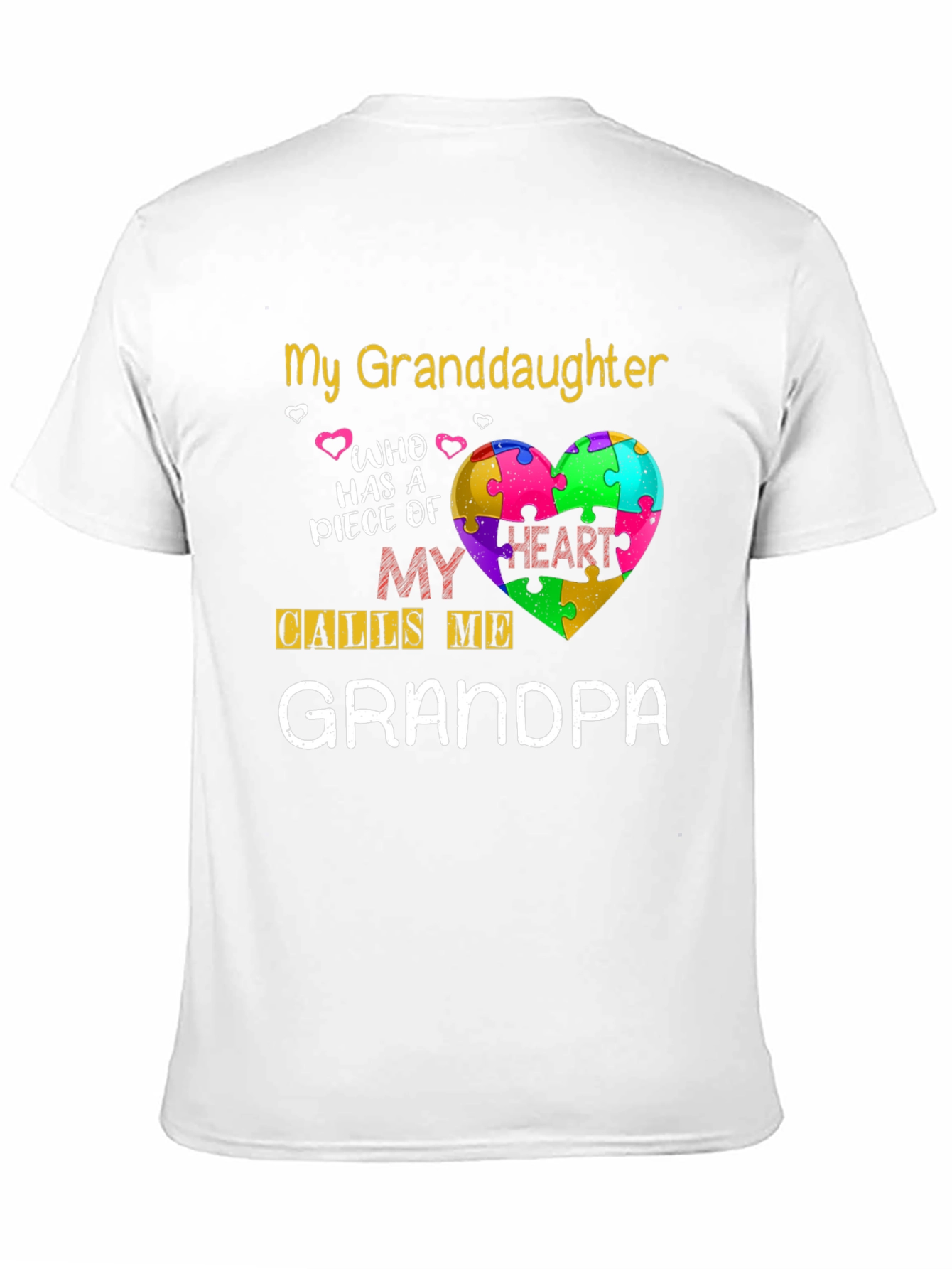 Grandpa Autism Awareness Puzzle Heart T-Shirt