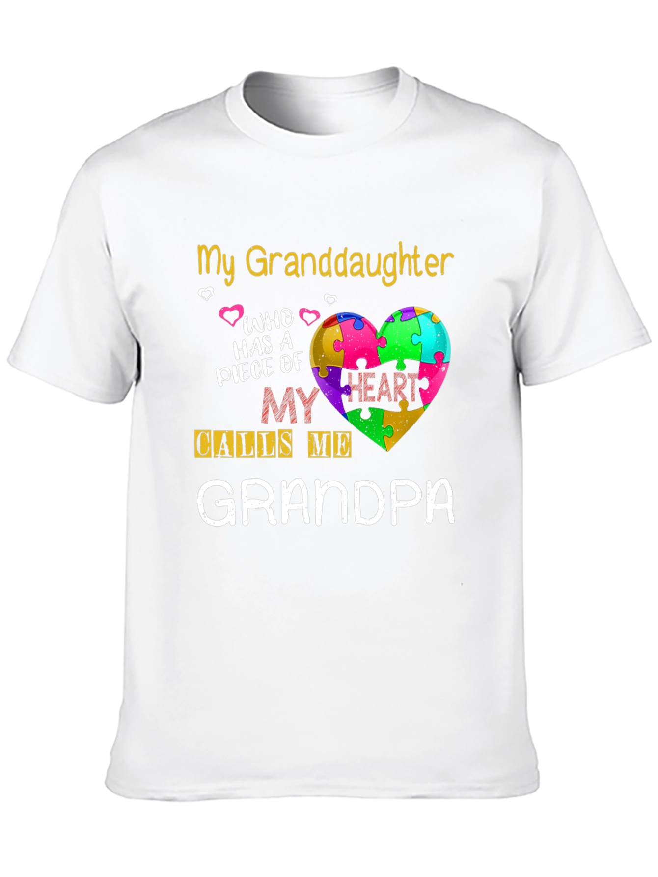 Grandpa Autism Awareness Puzzle Heart T-Shirt