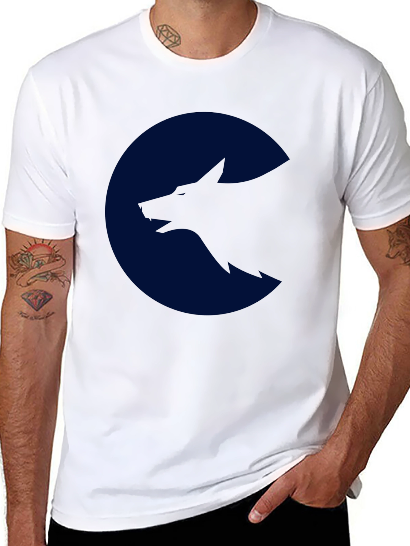 Wolf Silhouette Graphic Black T-Shirt