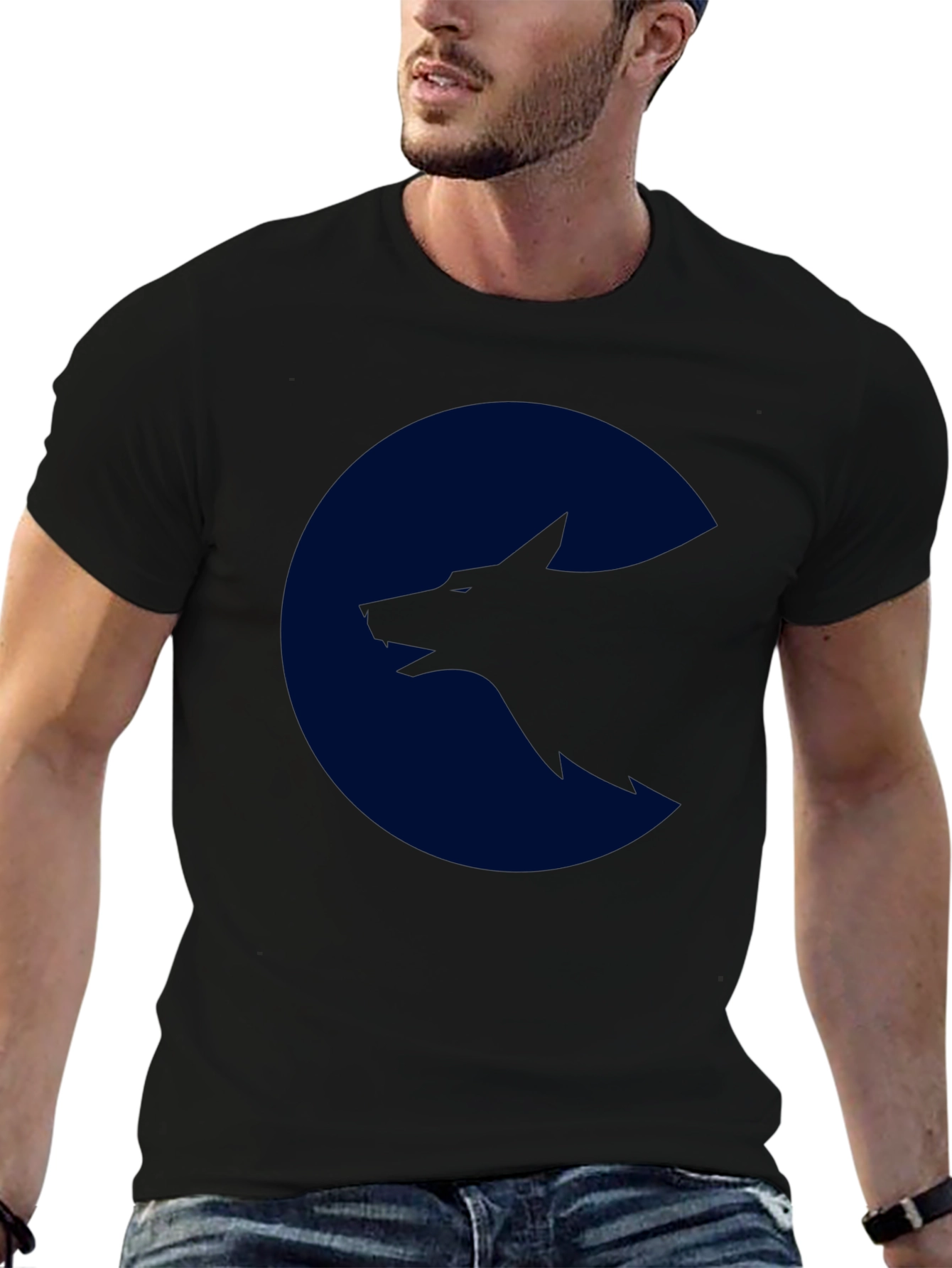 Wolf Silhouette Graphic Black T-Shirt
