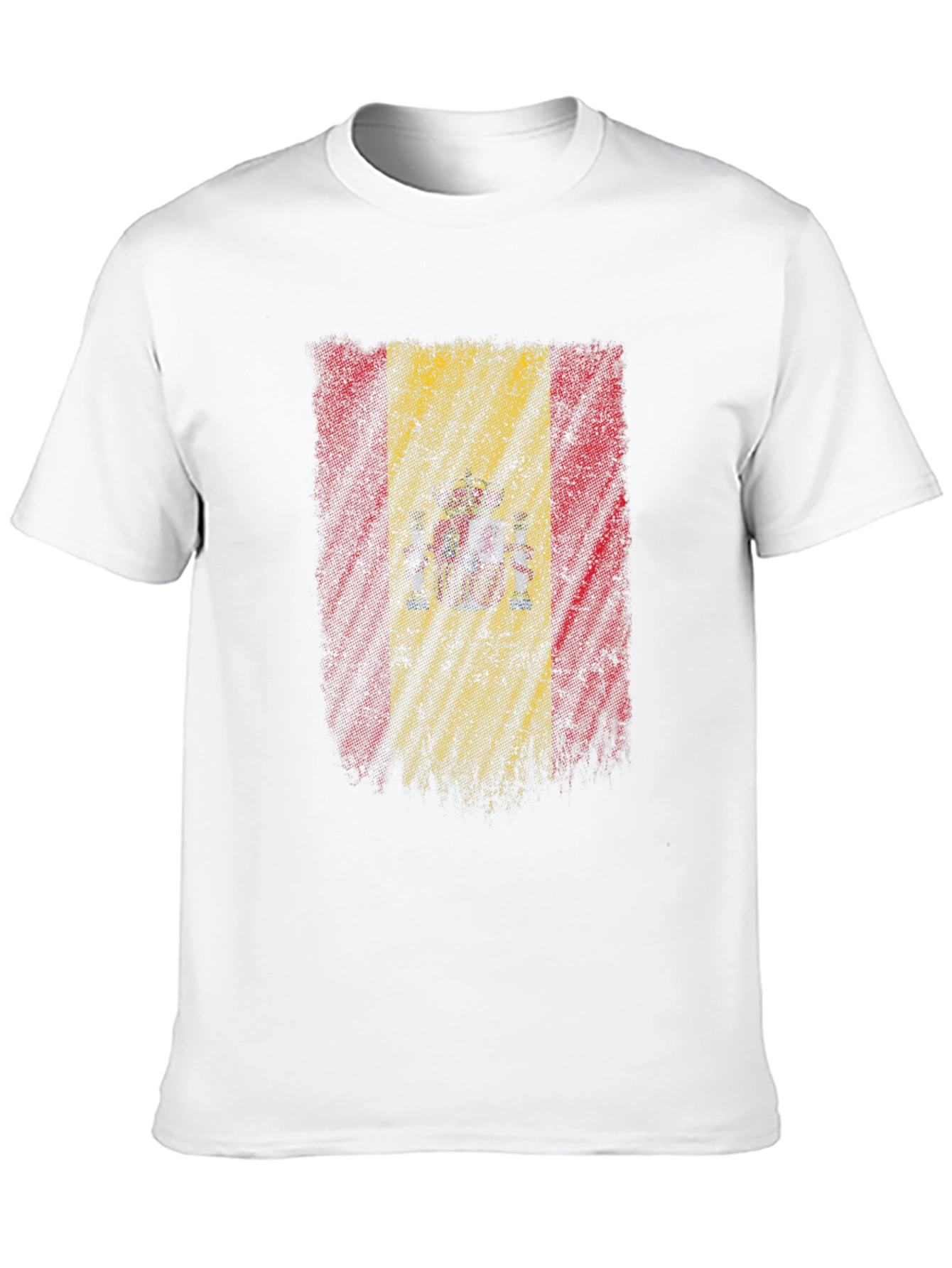 Spain Flag Distressed Mens Black T-Shirt