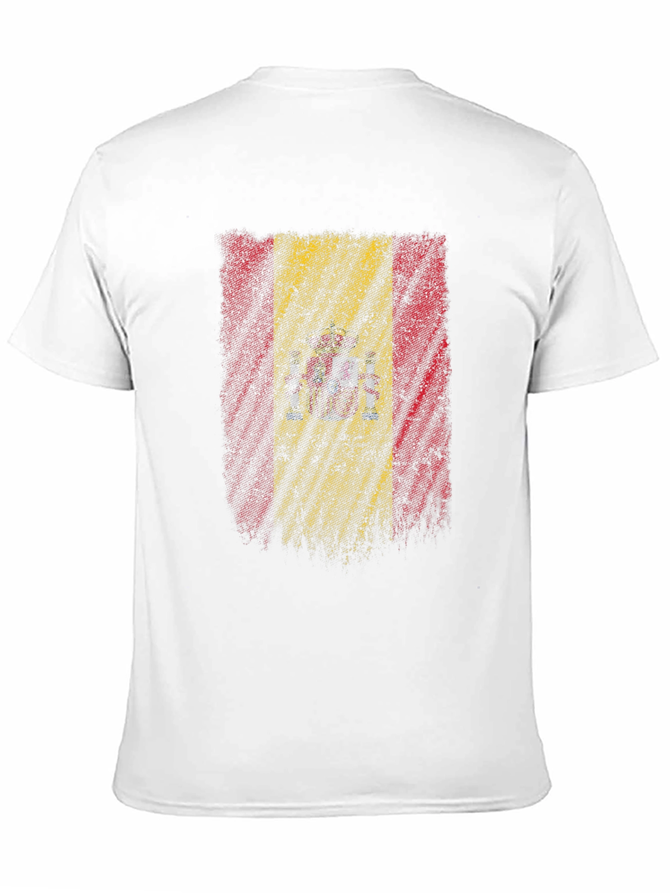 Spain Flag Distressed Mens Black T-Shirt