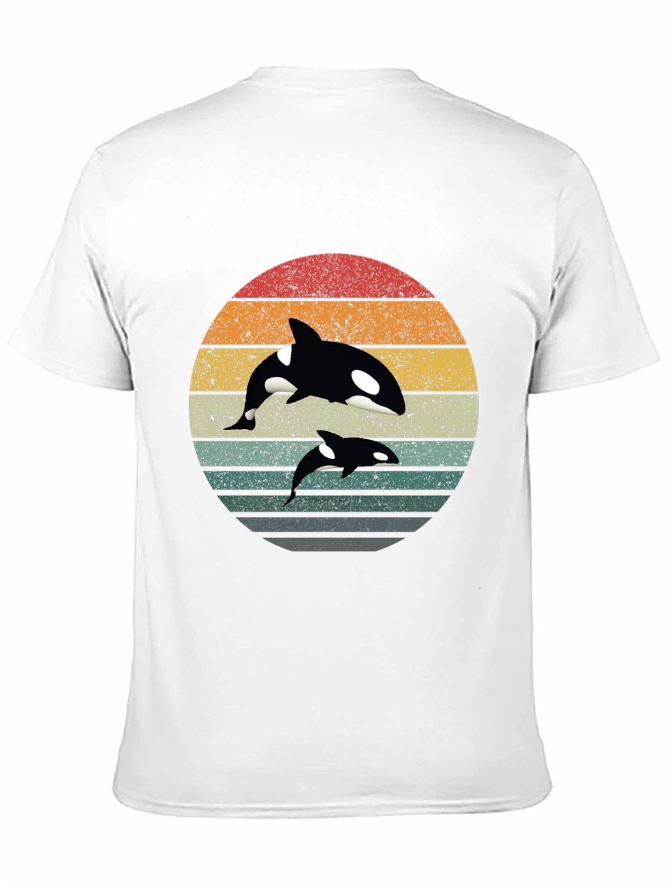 Retro Orca Whale Graphic Tee - Black