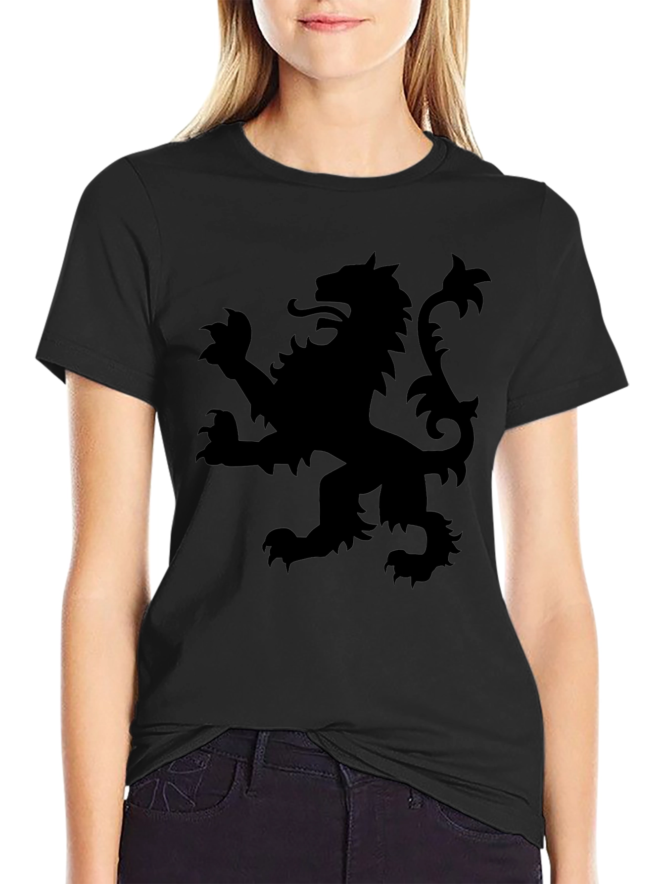 Black T-Shirt with Lion Rampant Graphic