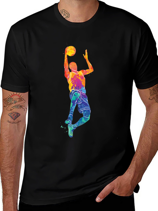 Colorful Basketball Player Graphic T-Shirt