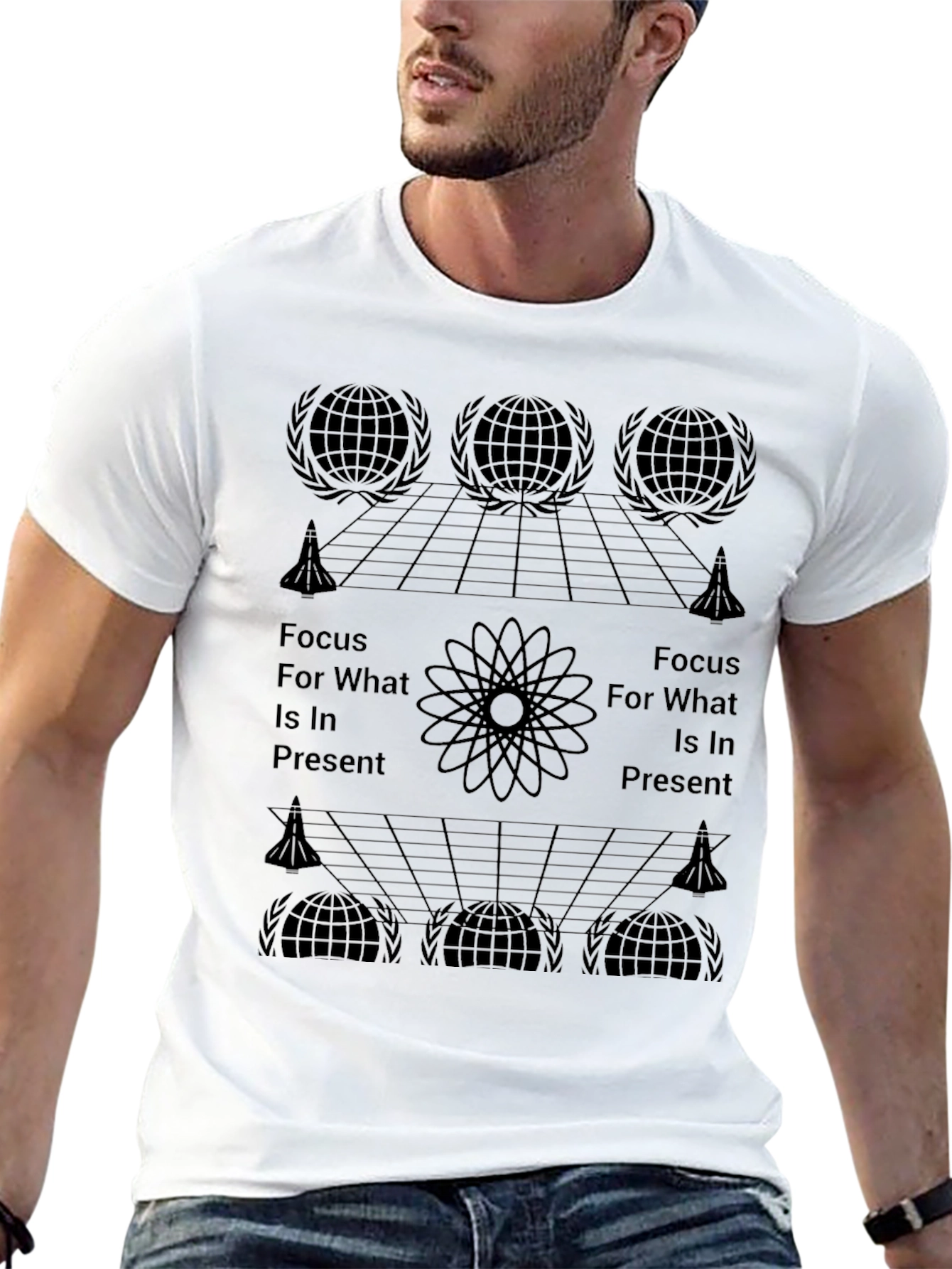 Focus in Present Graphic Tee - Black
